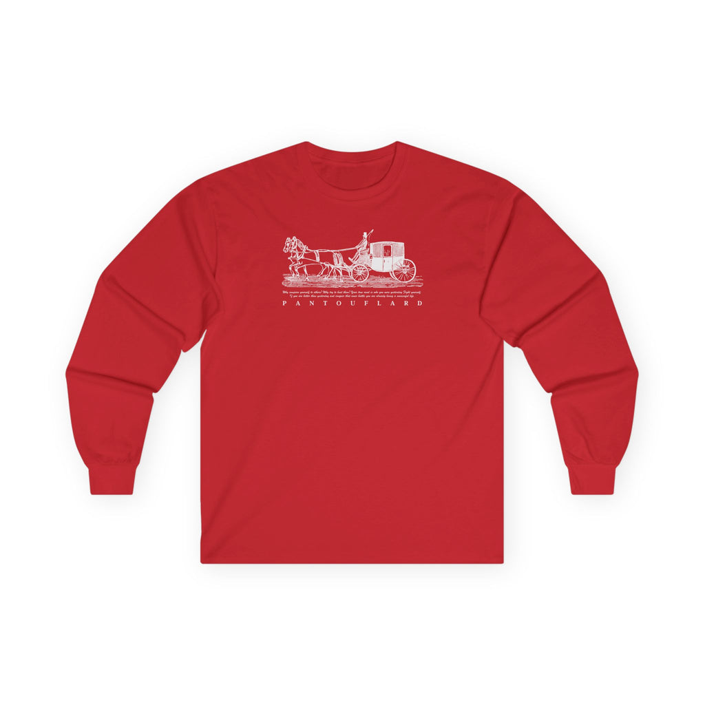 Unisex Black Pantouflard Carriage Cotton Long Sleeve Tee