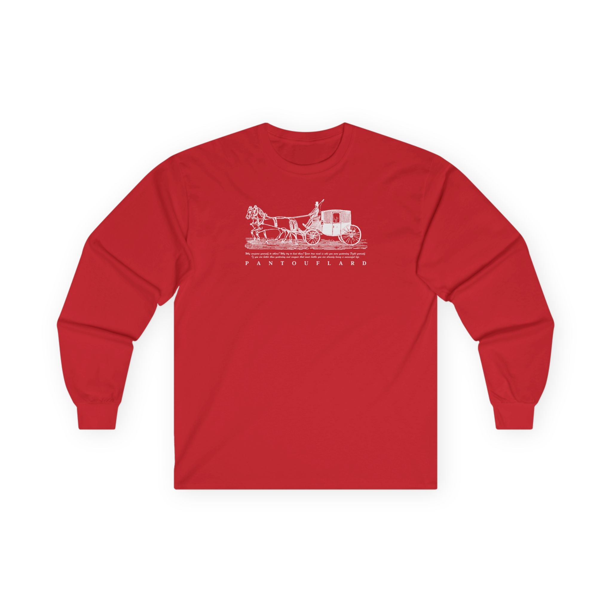 Unisex Black Pantouflard Carriage Cotton Long Sleeve Tee