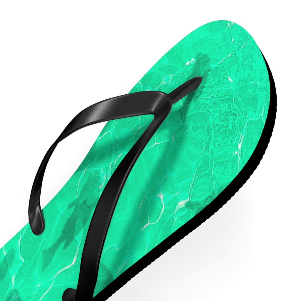 Men's/Women's Vibrant Green Pool Water Flip Flops - Vaporwave Thong Sandals