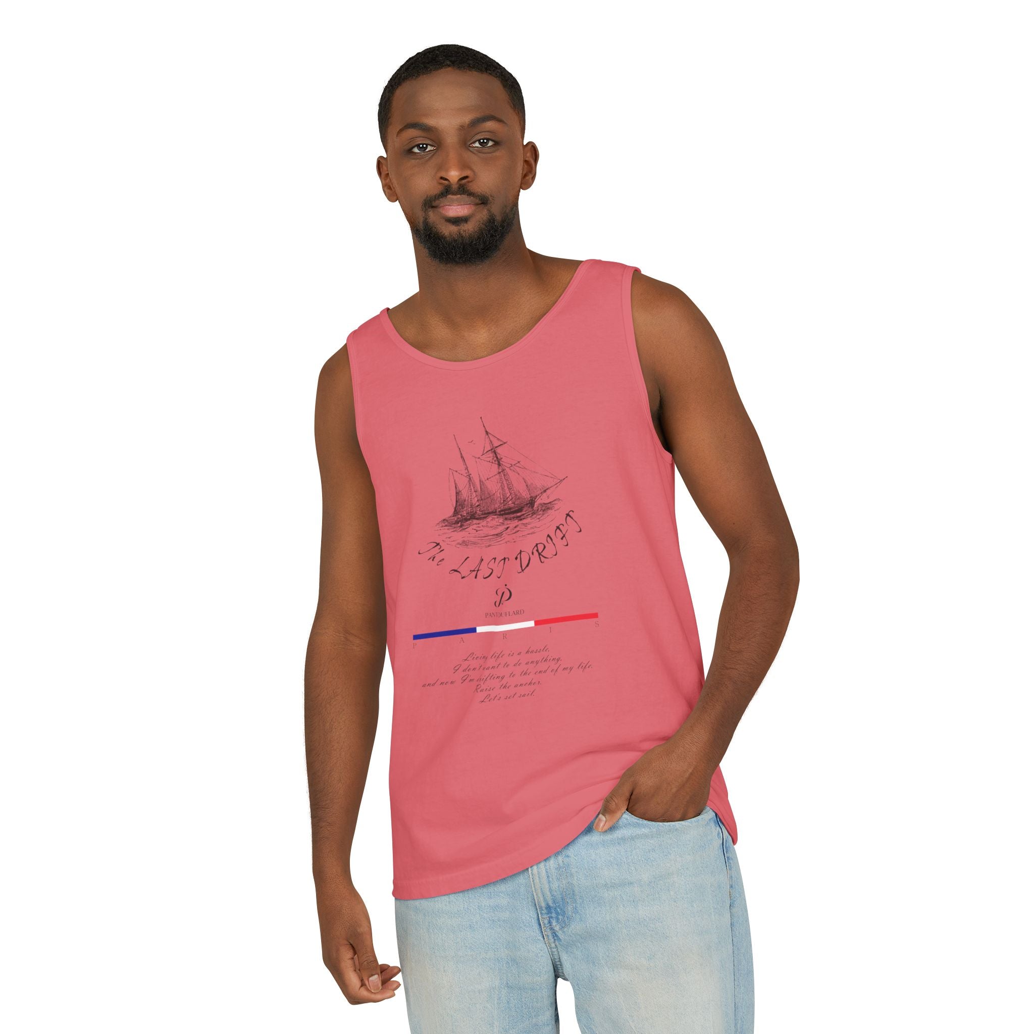 Unisex White Last Drift Cotton Garment-Dyed Tank Top