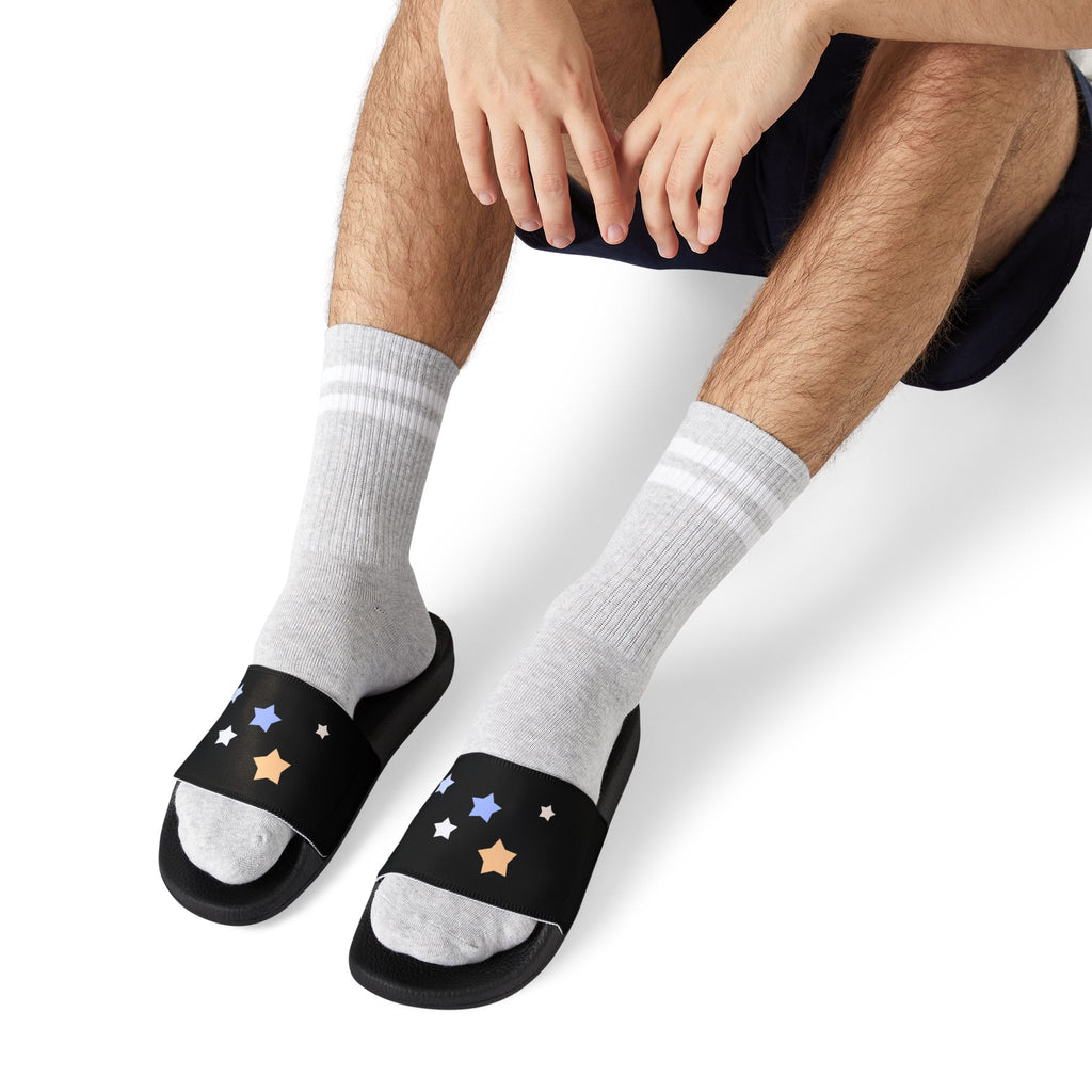 Men's Black and White Kitschy Cassiopeia Constellation Neoprene Blend Slide Sandals