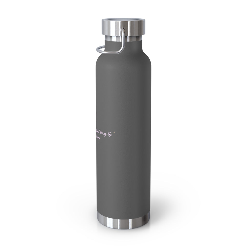 Navy Blue Romantic Floral Butterfly Quote 22oz Copper Vacuum Insulated Bottle