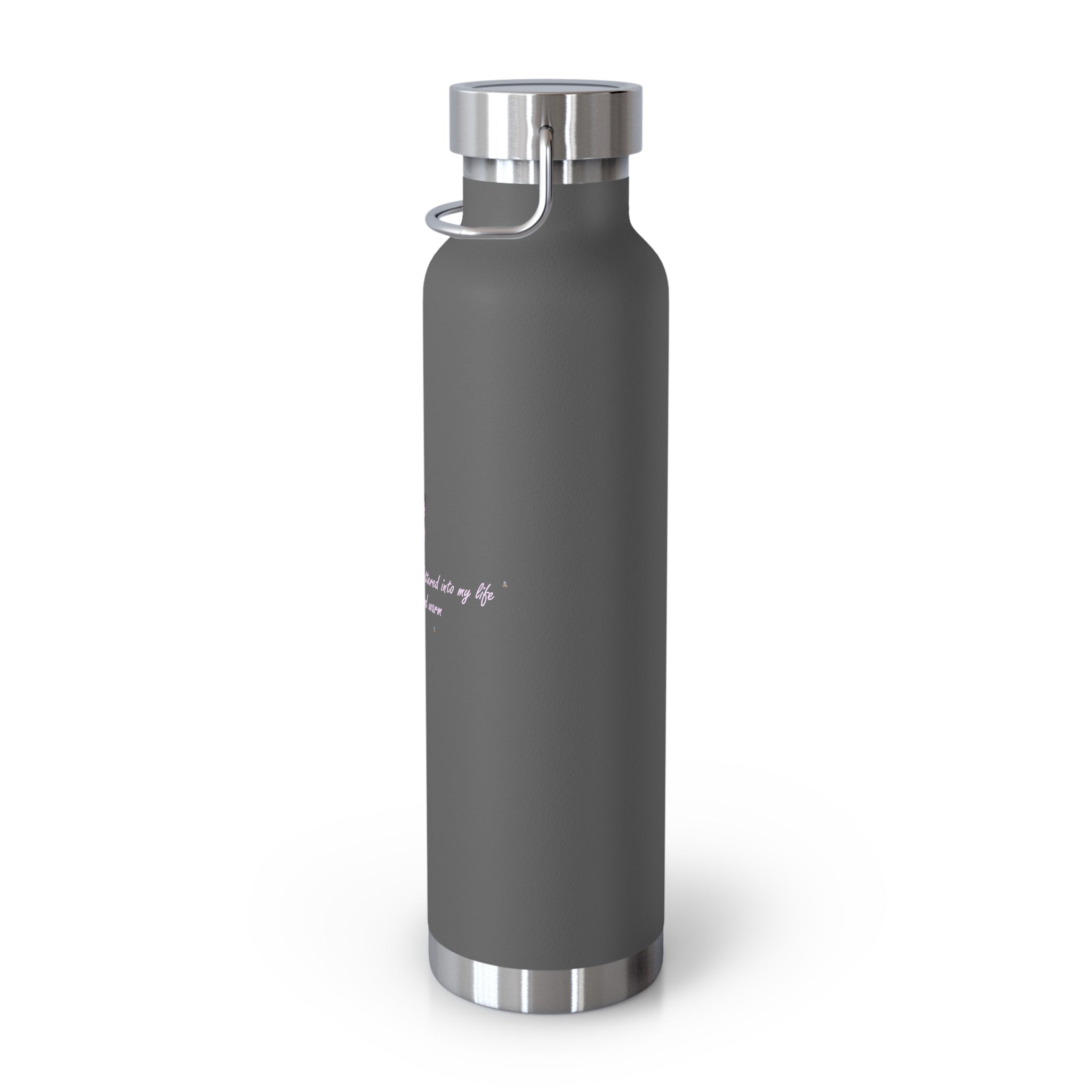 Navy Blue Romantic Floral Butterfly Quote 22oz Copper Vacuum Insulated Bottle