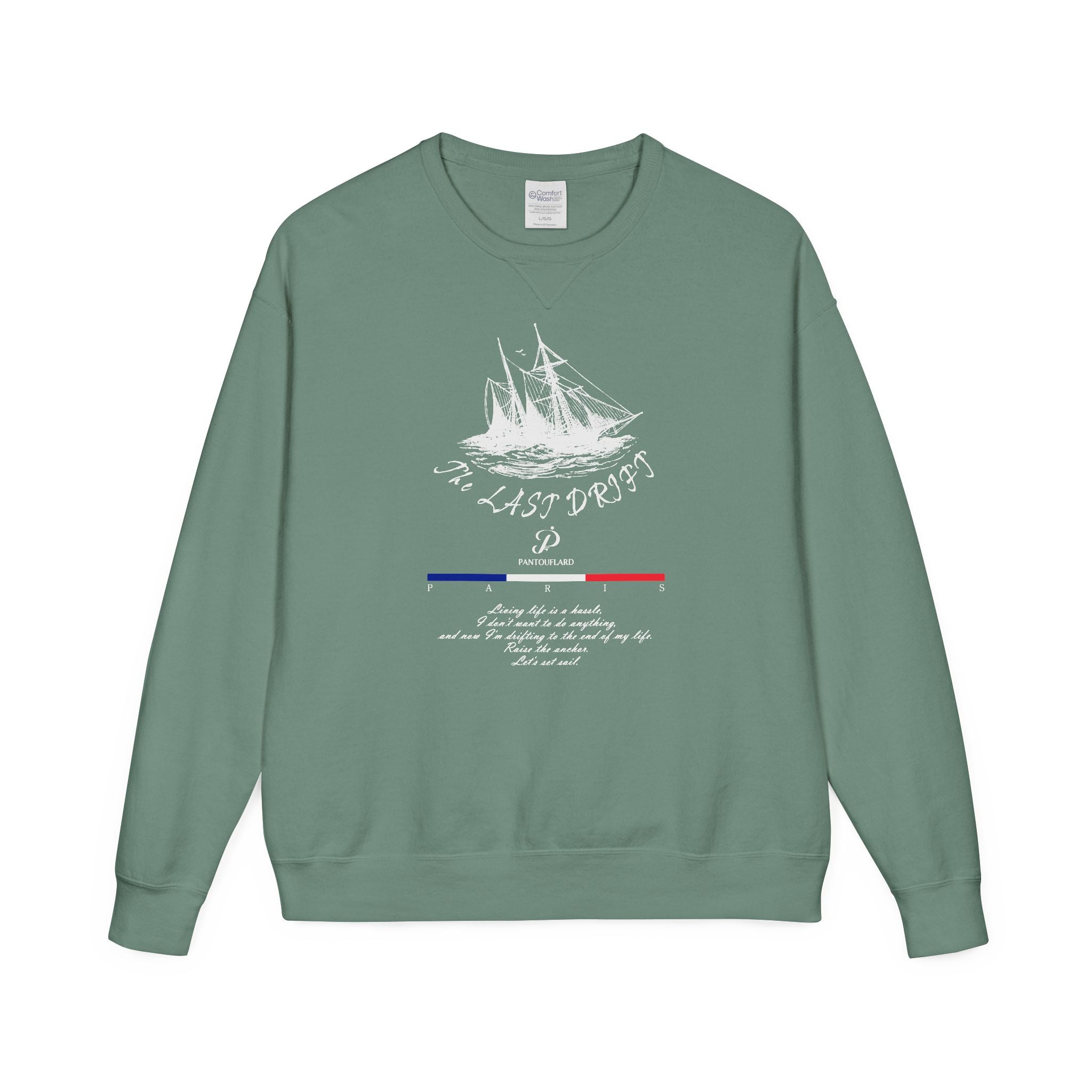 Old Money Nautical Heritage Crewneck - The Last Drift II (Paris Aesthetic Garment-Dyed Sweatshirt)
