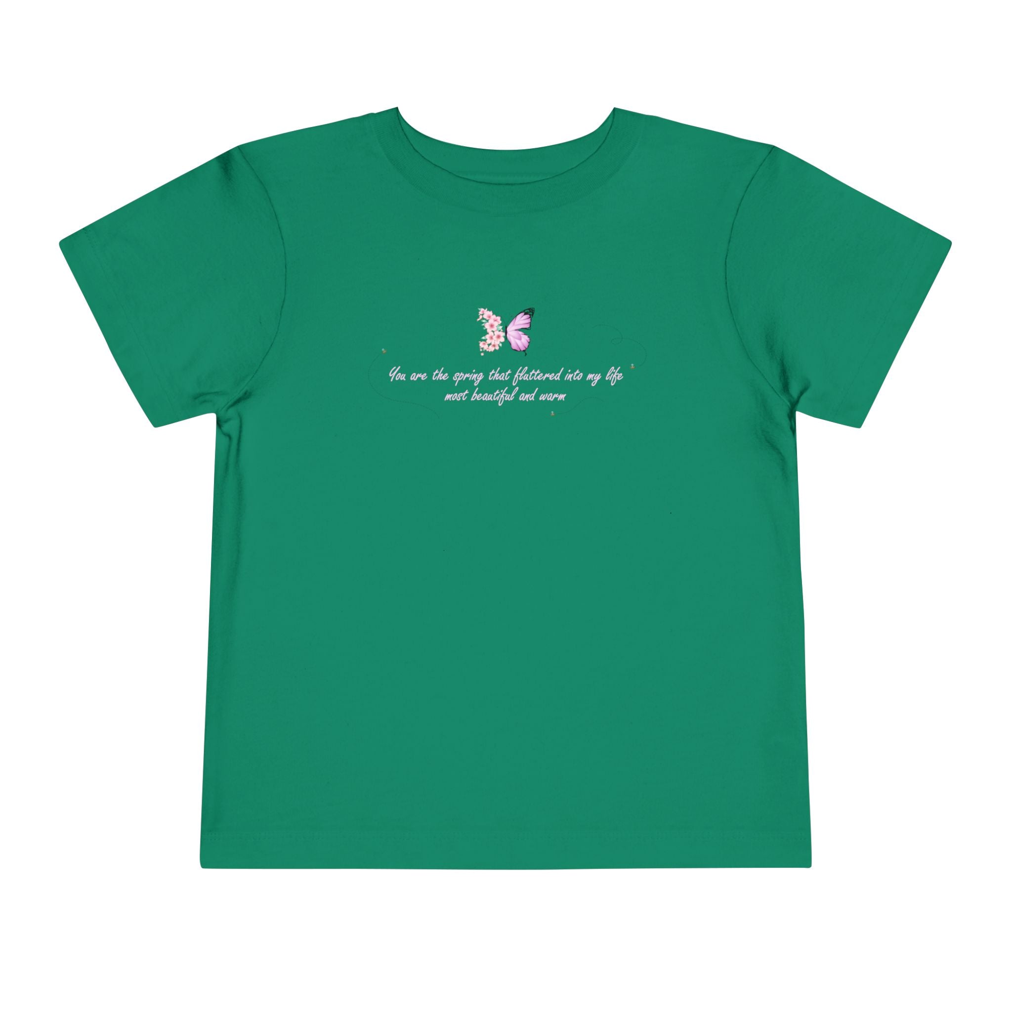 Toddler Yellow Floral Butterfly Spring Quote 100% Cotton Short Sleeve Tee