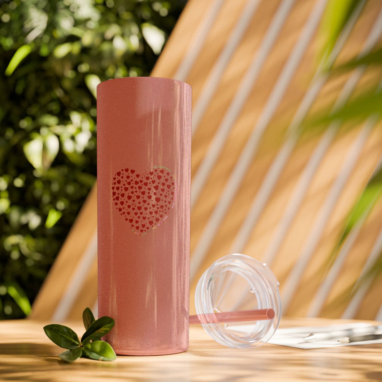 Red Heart Dot Skinny Tumbler | 20oz Reusable Travel Mug, Eco-Friendly Drinkware
