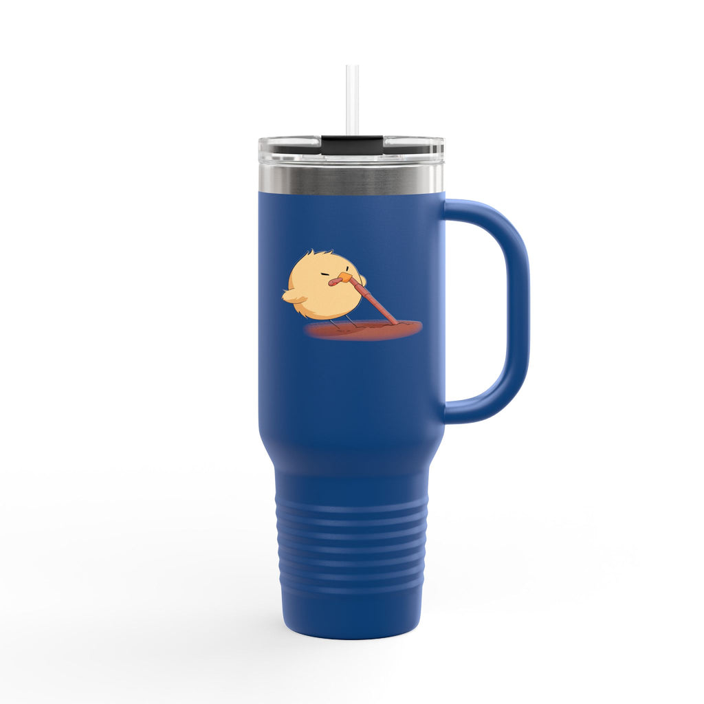 Black Cute Chick Pulling Worm 40oz Stainless Steel Insulated Travel Mug
