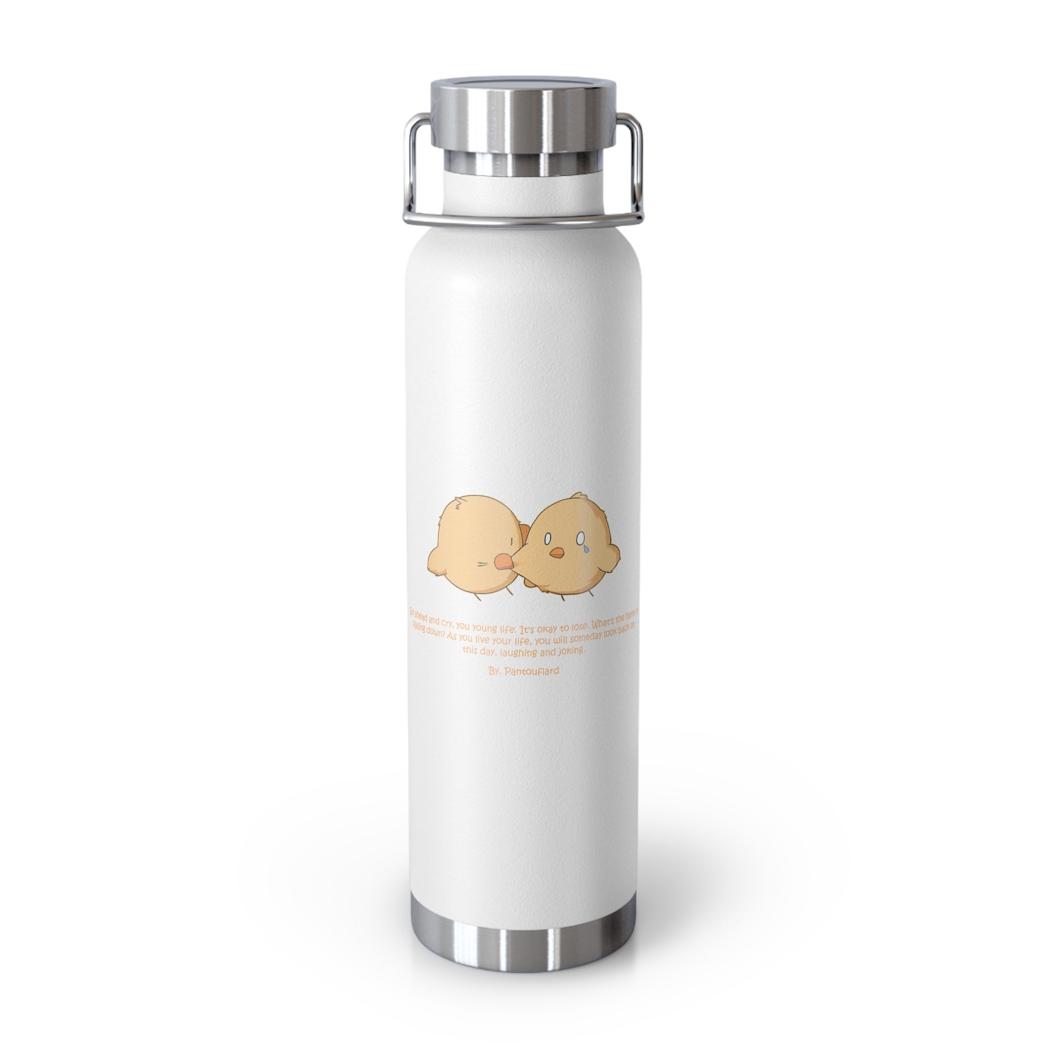 Navy Blue Cute Biting Chicks Quote 22oz Copper Vacuum Insulated Bottle