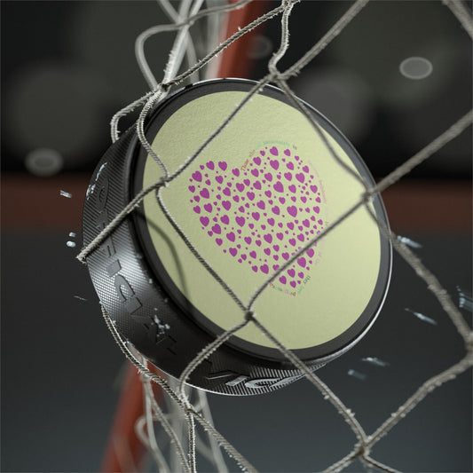 Hockey Puck with Pink Heart Design