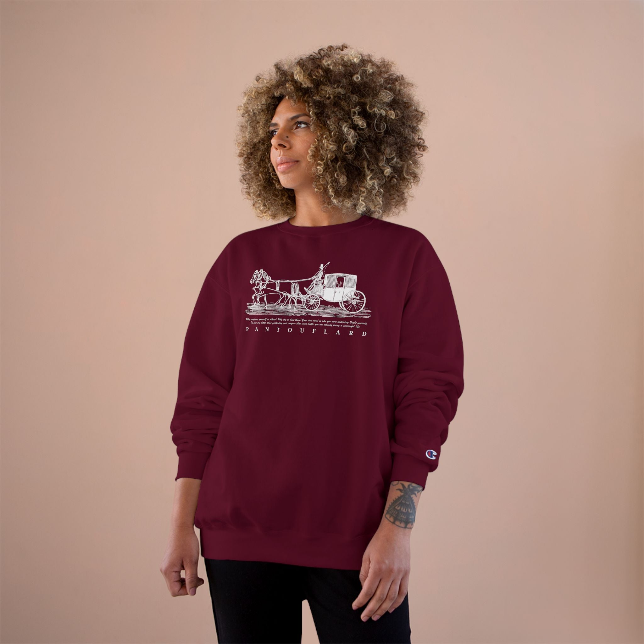 Old Money Equestrian Champion Crewneck - Royal White Carriage (Authentic Varsity Streetwear)