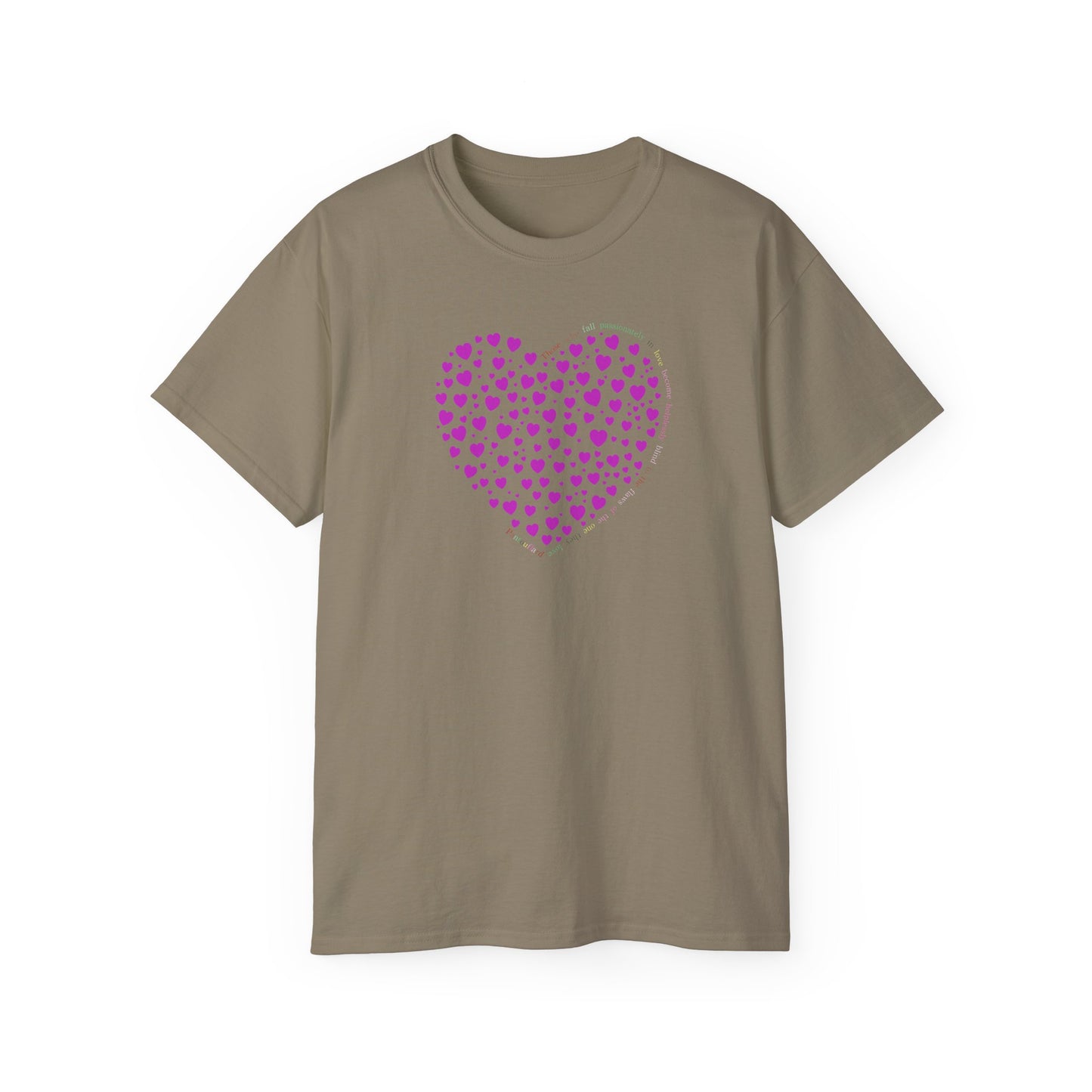 Powder Pink Heart Unisex short sleeved T-shirt