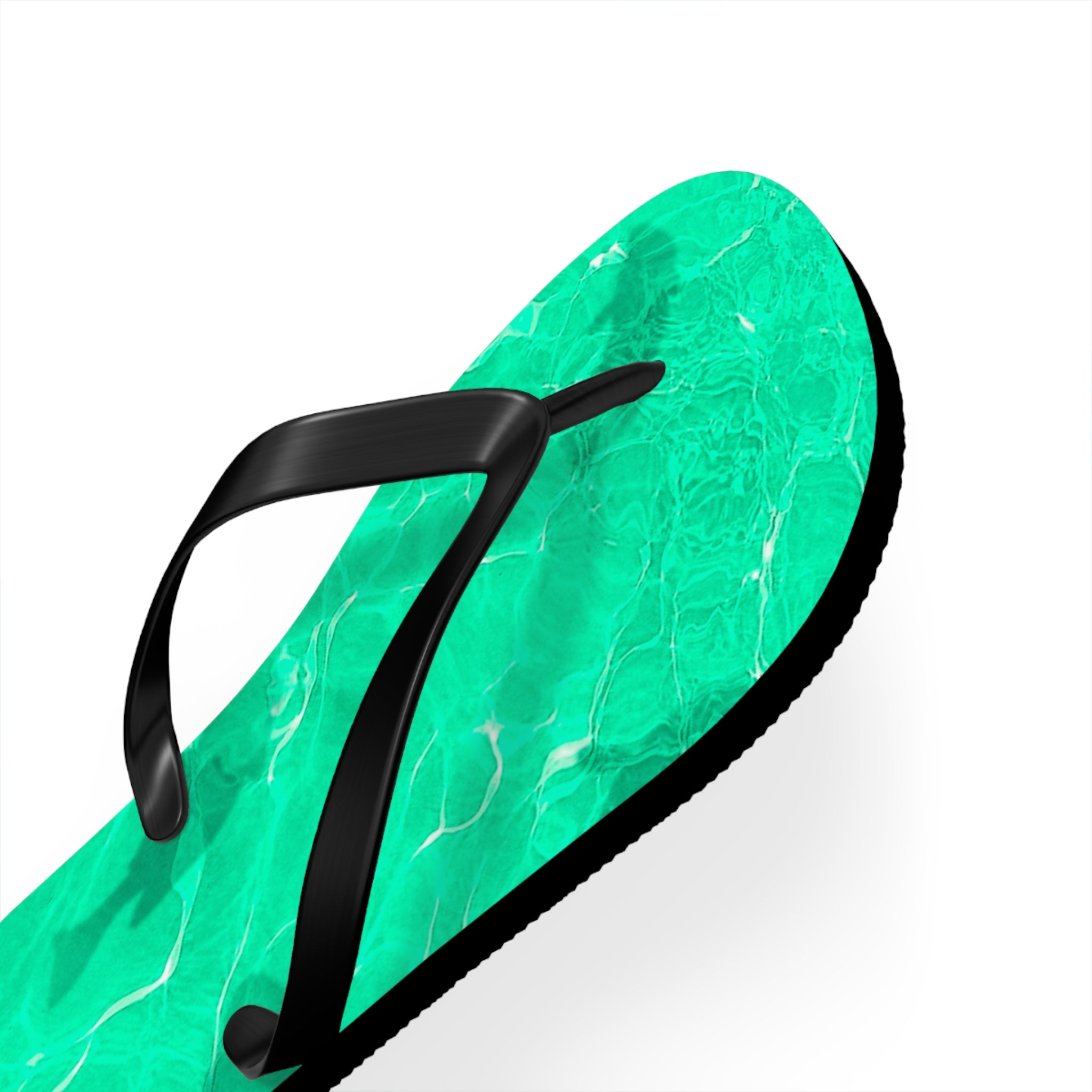 Unisex Vibrant Turquoise Green Sunlit Water Surface Fish Silhouette EVA Polyester Flip Flops