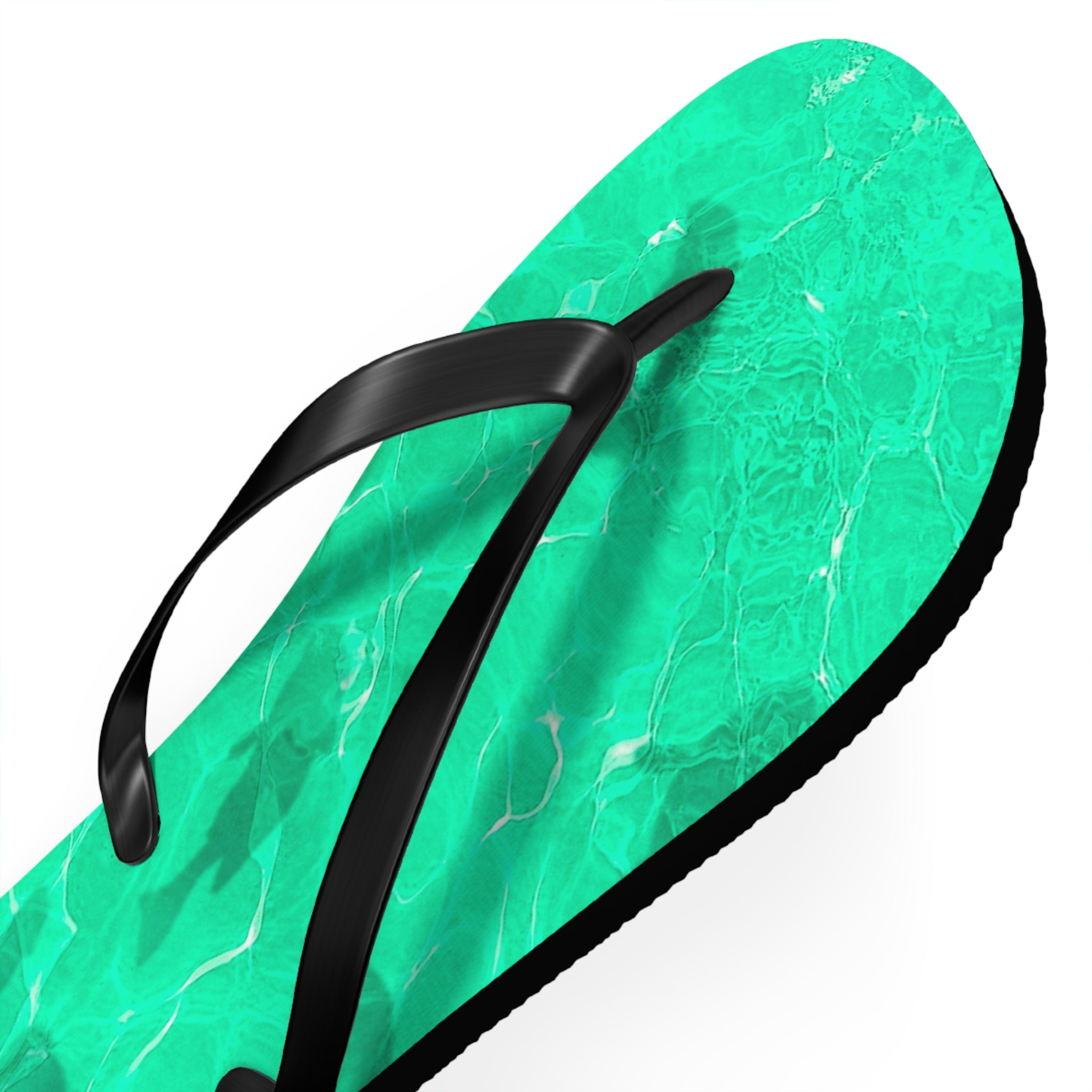 Unisex Vibrant Turquoise Green Sunlit Water Surface Fish Silhouette EVA Polyester Flip Flops