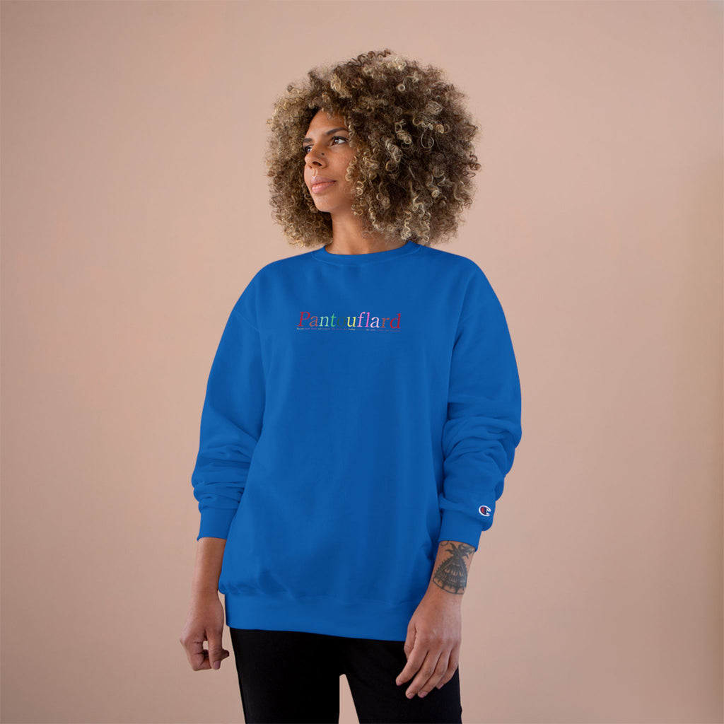 Old Money Aesthetic Champion Crewneck - Pantouflard Pastel Logo (Sustainable Eco-Fleece Sweatshirt)