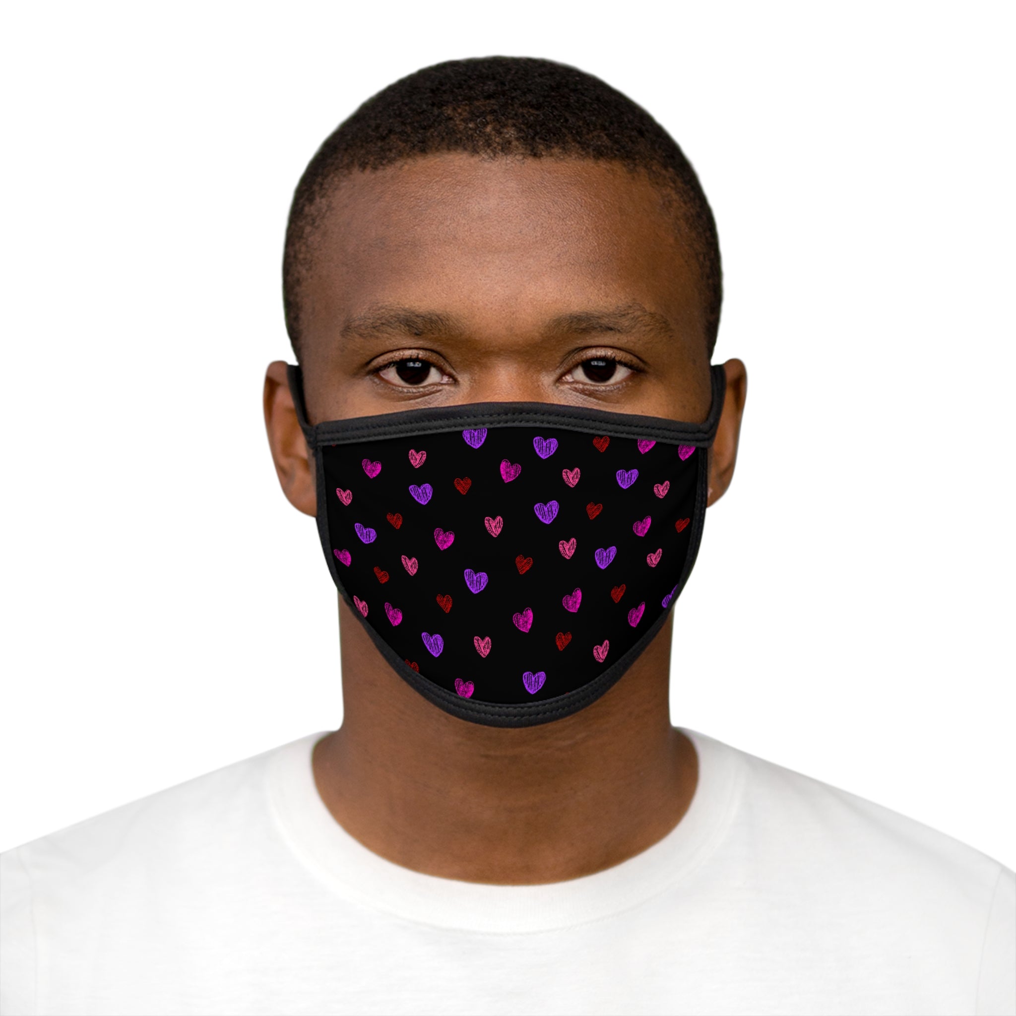Heart Print Mixed-Fabric Face Mask