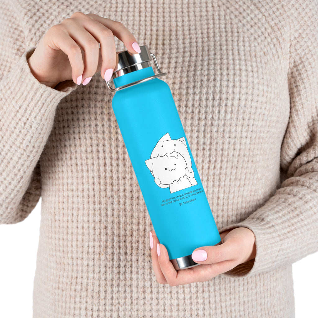 Navy Blue Cute Biting Cats Quote 22oz Copper Vacuum Insulated Bottle
