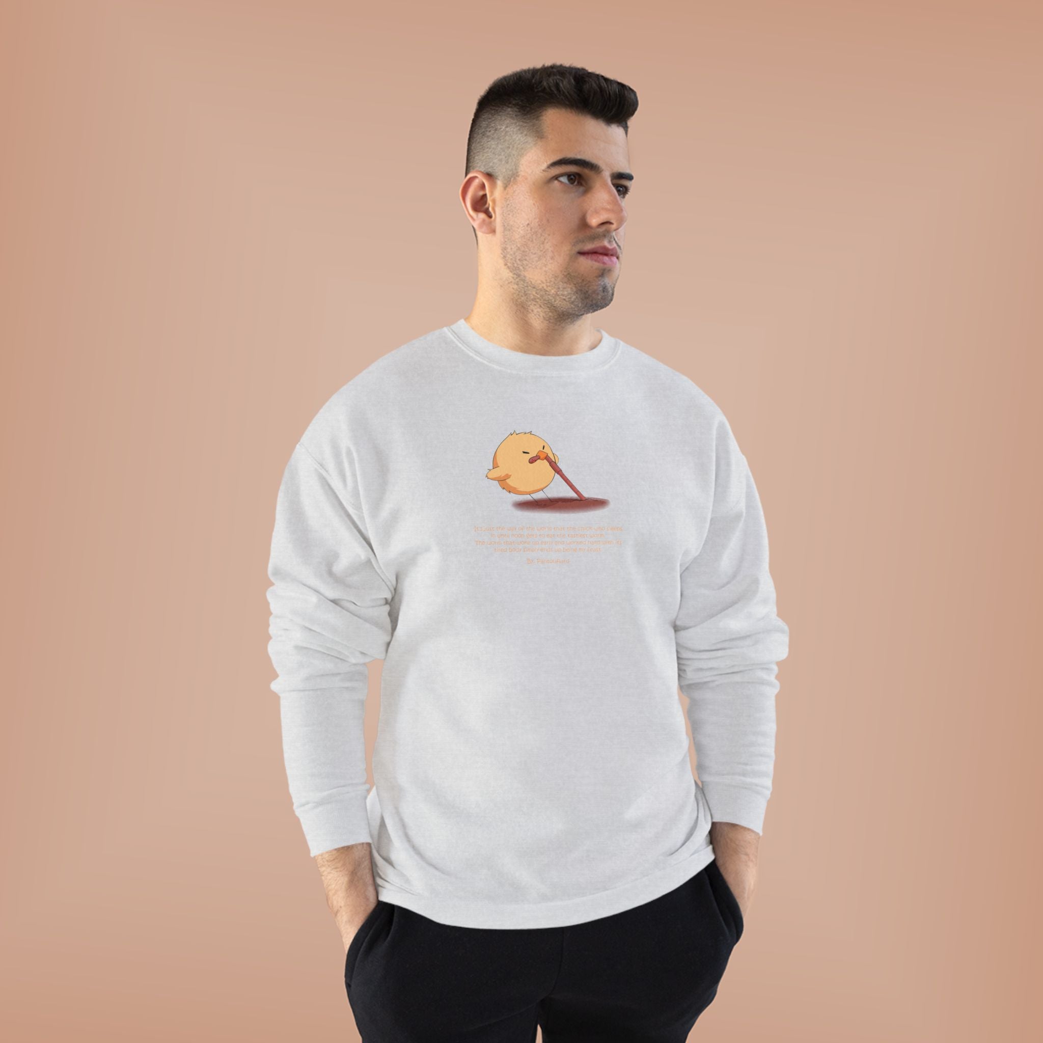 Funny Early Bird Parody Sweatshirt | "The Late Bird Gets The Feast" Sarcastic Quote | Hanes Soft Eco-Fleece Pullover (S-3XL)