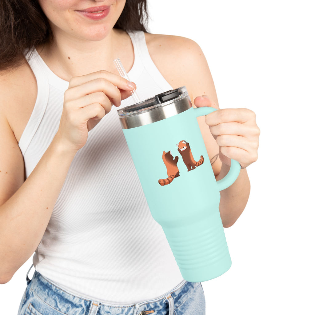 Olive Green Cute Standing Red Pandas 40oz Stainless Steel Insulated Travel Mug