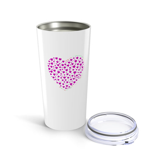 Pink Heart Pattern Tumbler - 20oz Travel Mug