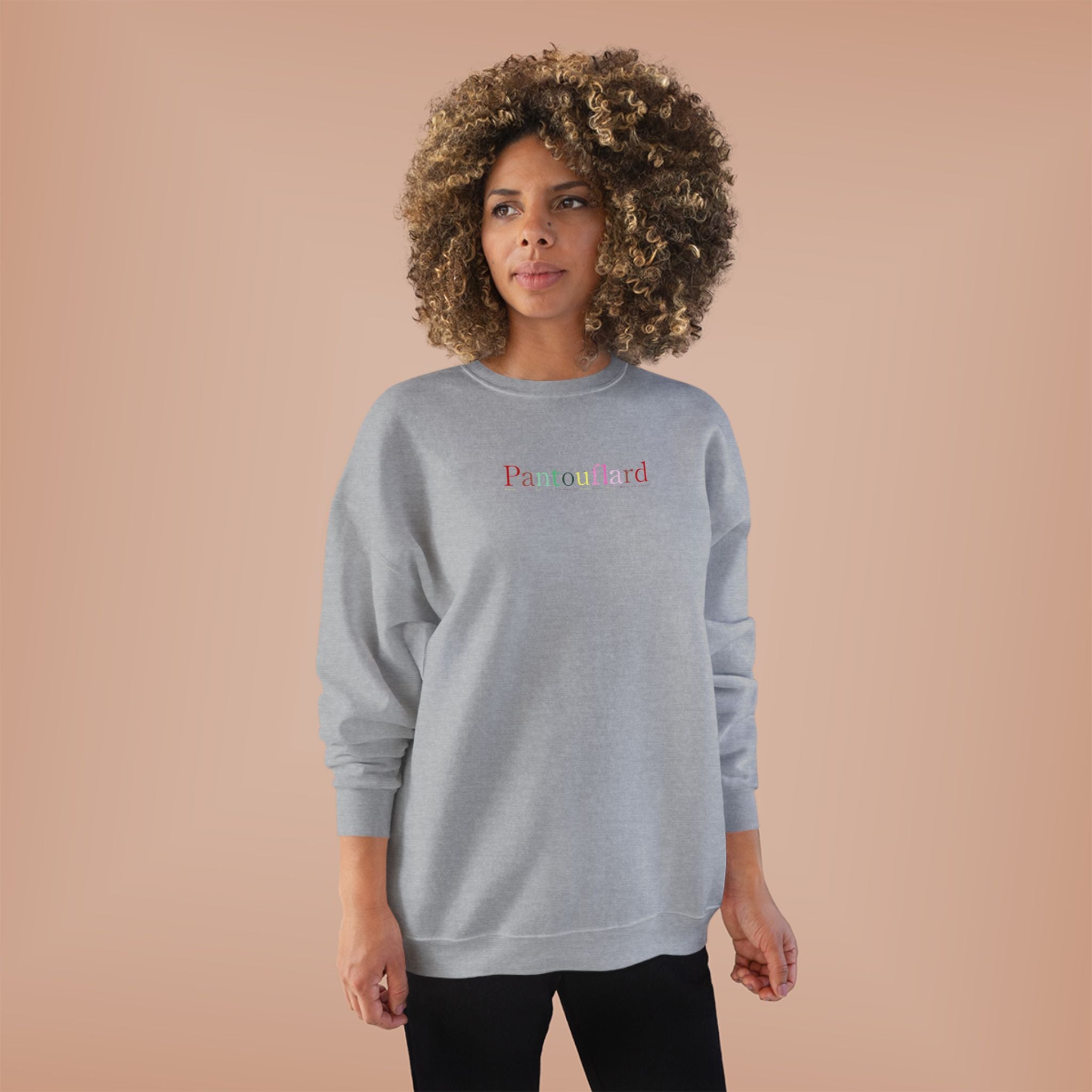 Sustainable Pantouflard Logo Crewneck - Hanes EcoSmart Fleece Sweatshirt (Essential Streetwear)