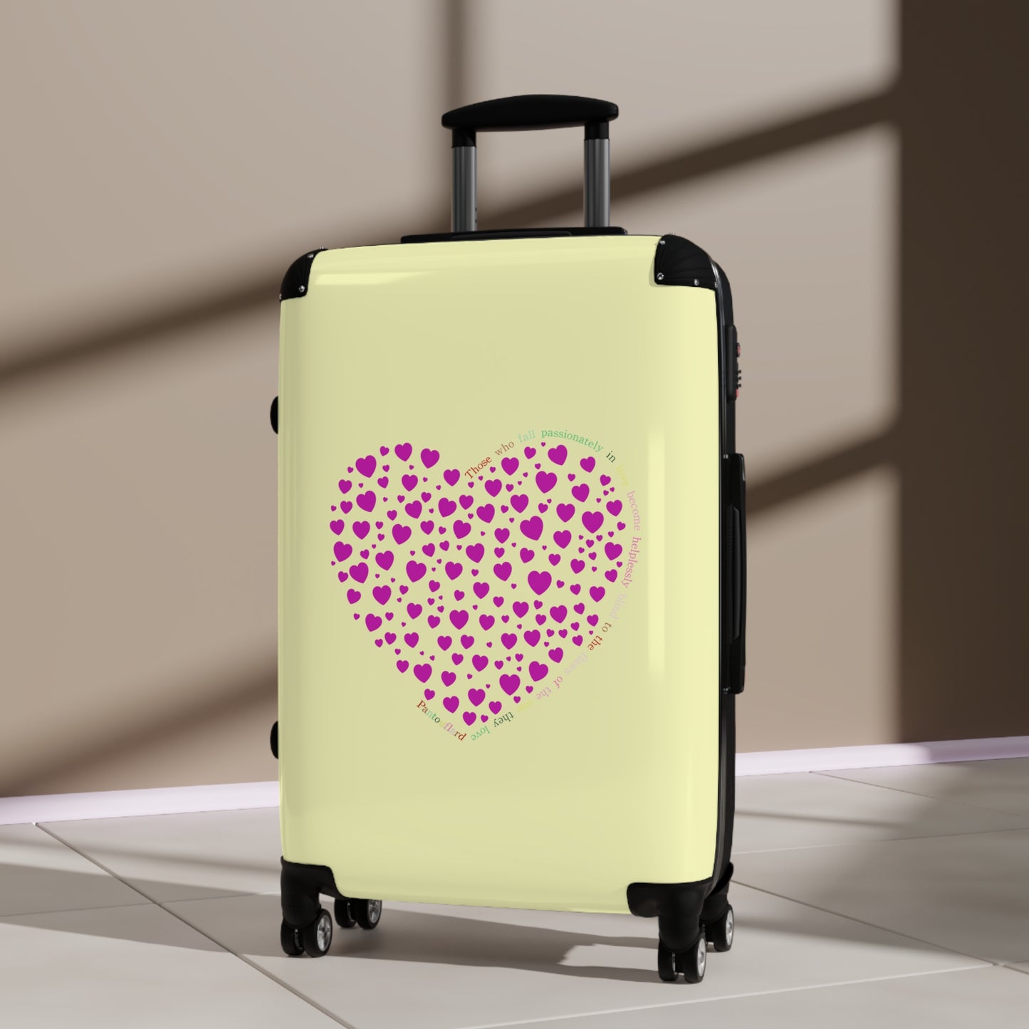 Pink Heart Design Suitcase, Travel Luggage