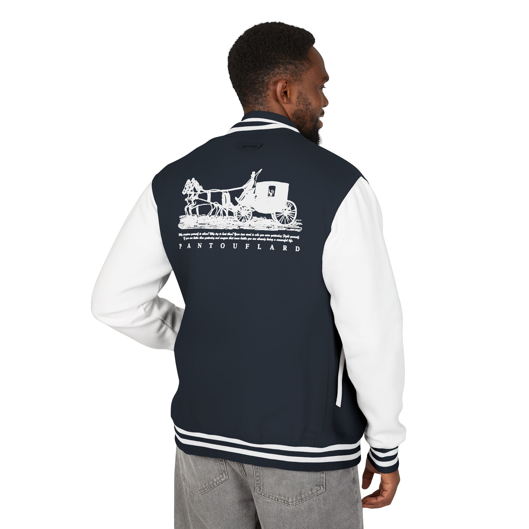 Unisex Navy Pantouflard Carriage Cotton Blend Jacket