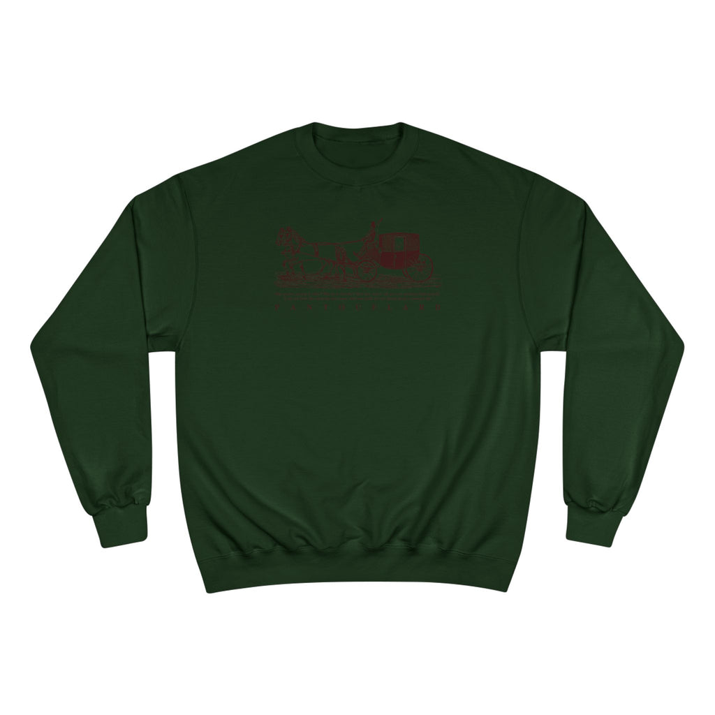 Old Money Equestrian Champion Crewneck - Royal Burgundy Carriage (Authentic Varsity Heritage)