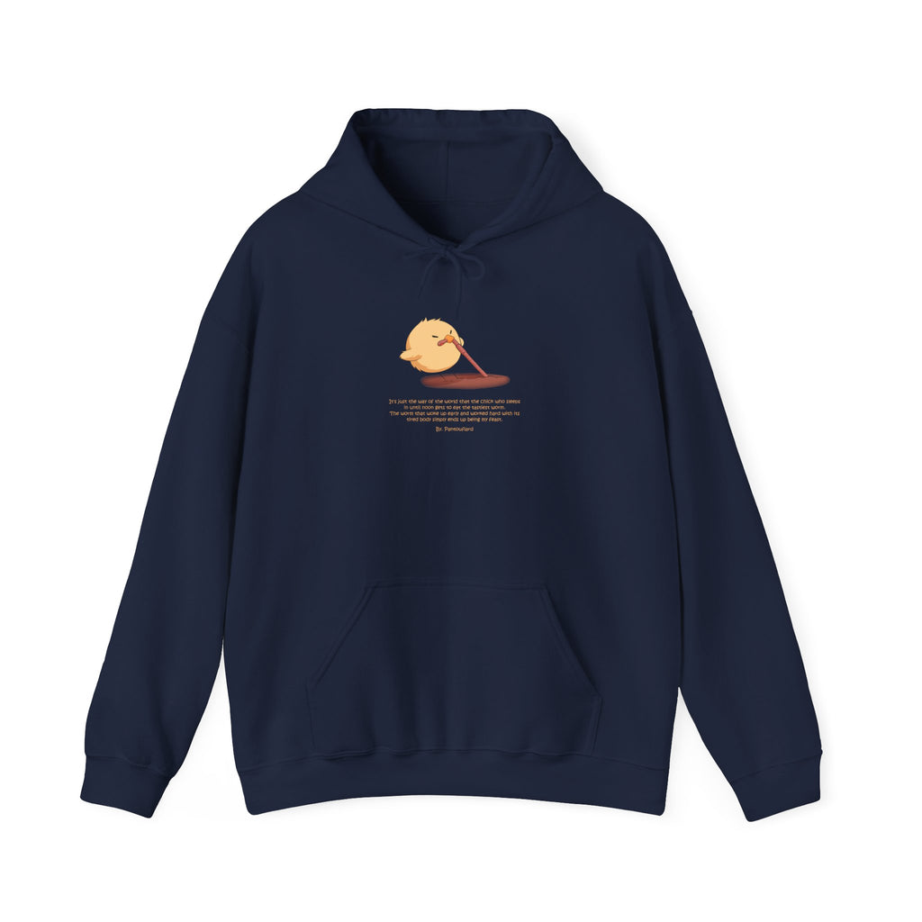 Kitsch Kawaii Chick & Worm Graphic Hoodie - The Quiet Victory (Aesthetic Streetwear Fleece)