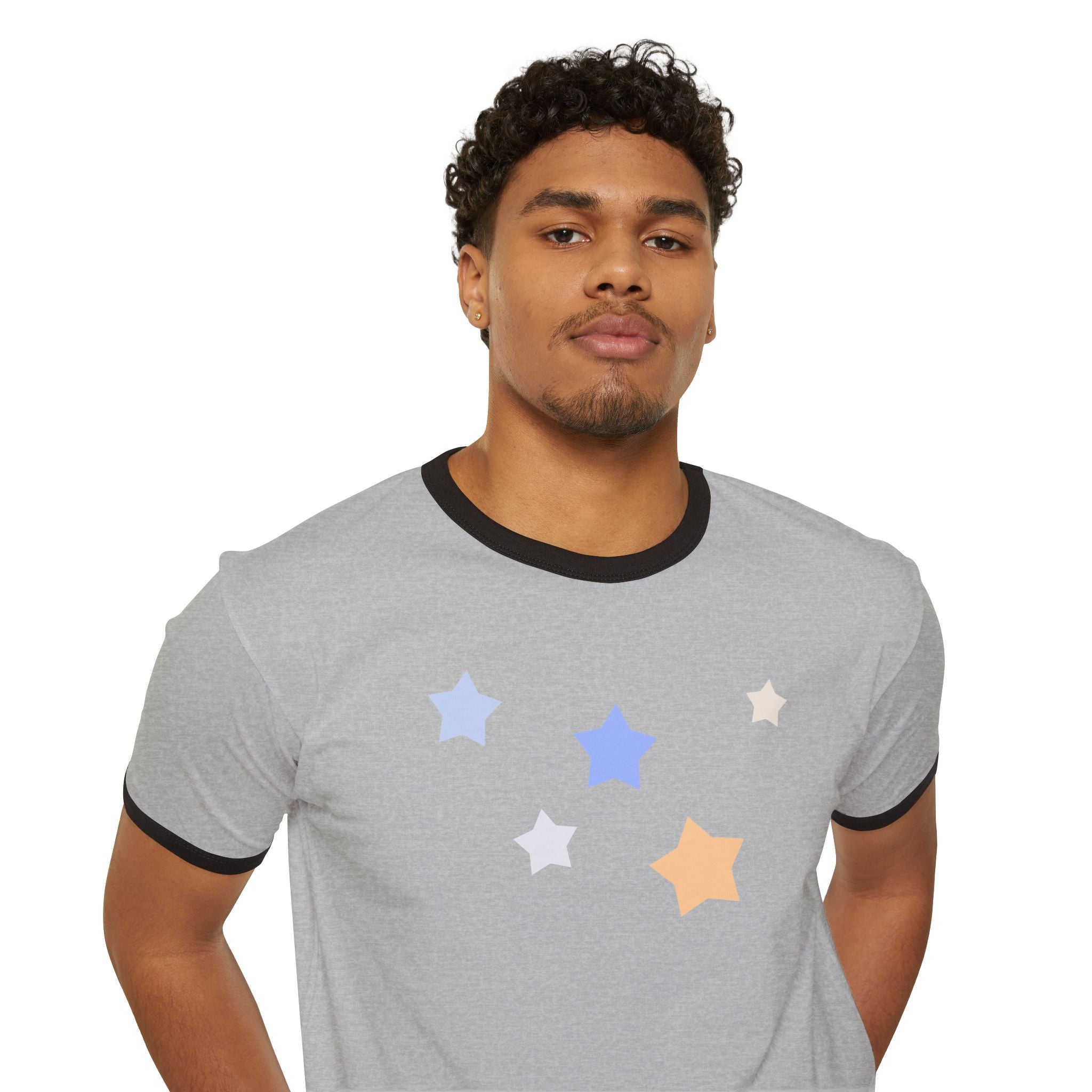 Cassiopeia Constellation Graphic Ringer T-Shirt - W-Shape Astronomy Cotton Tee