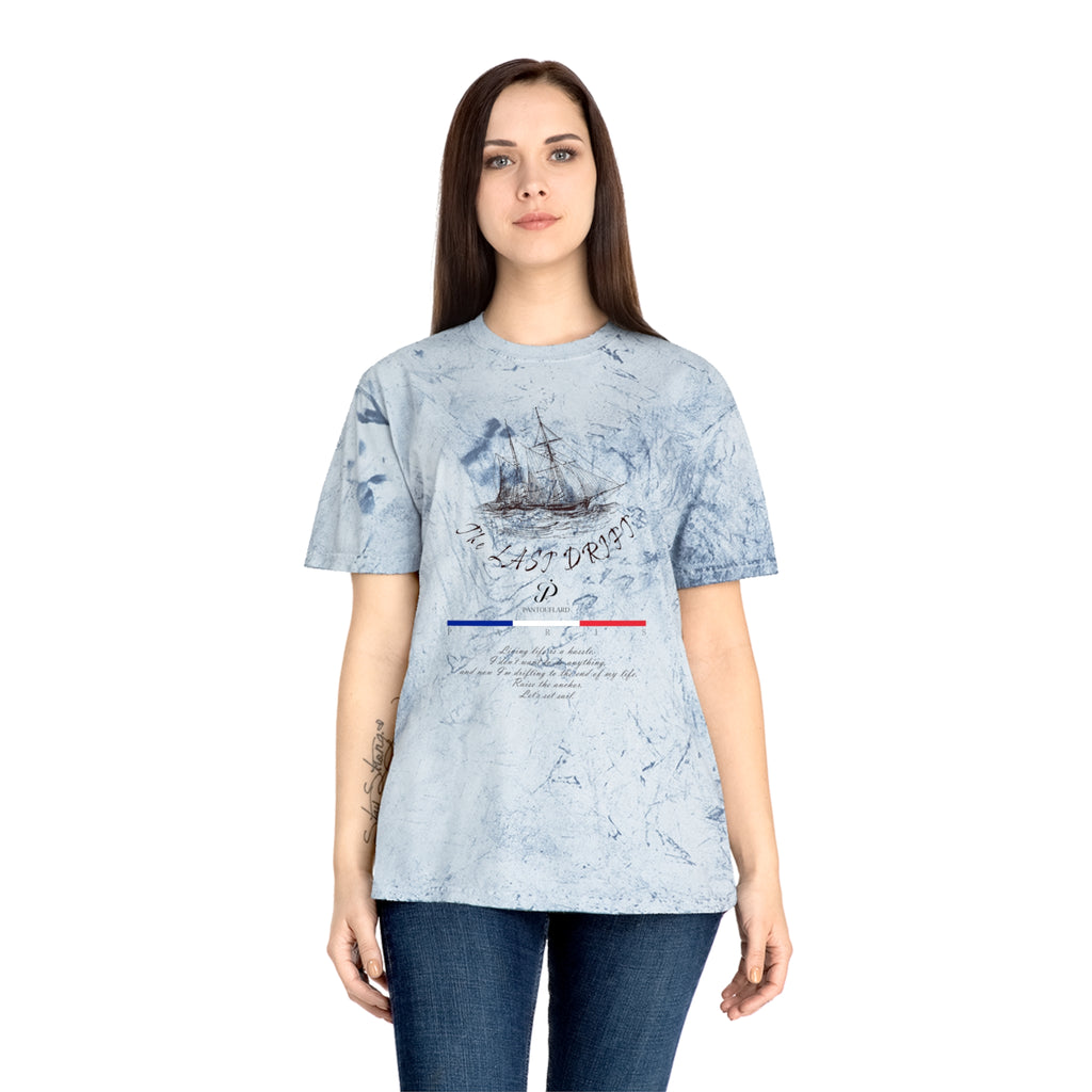 Unisex Grey Color Blast Vintage Ship Graphic 100% Cotton T-Shirt