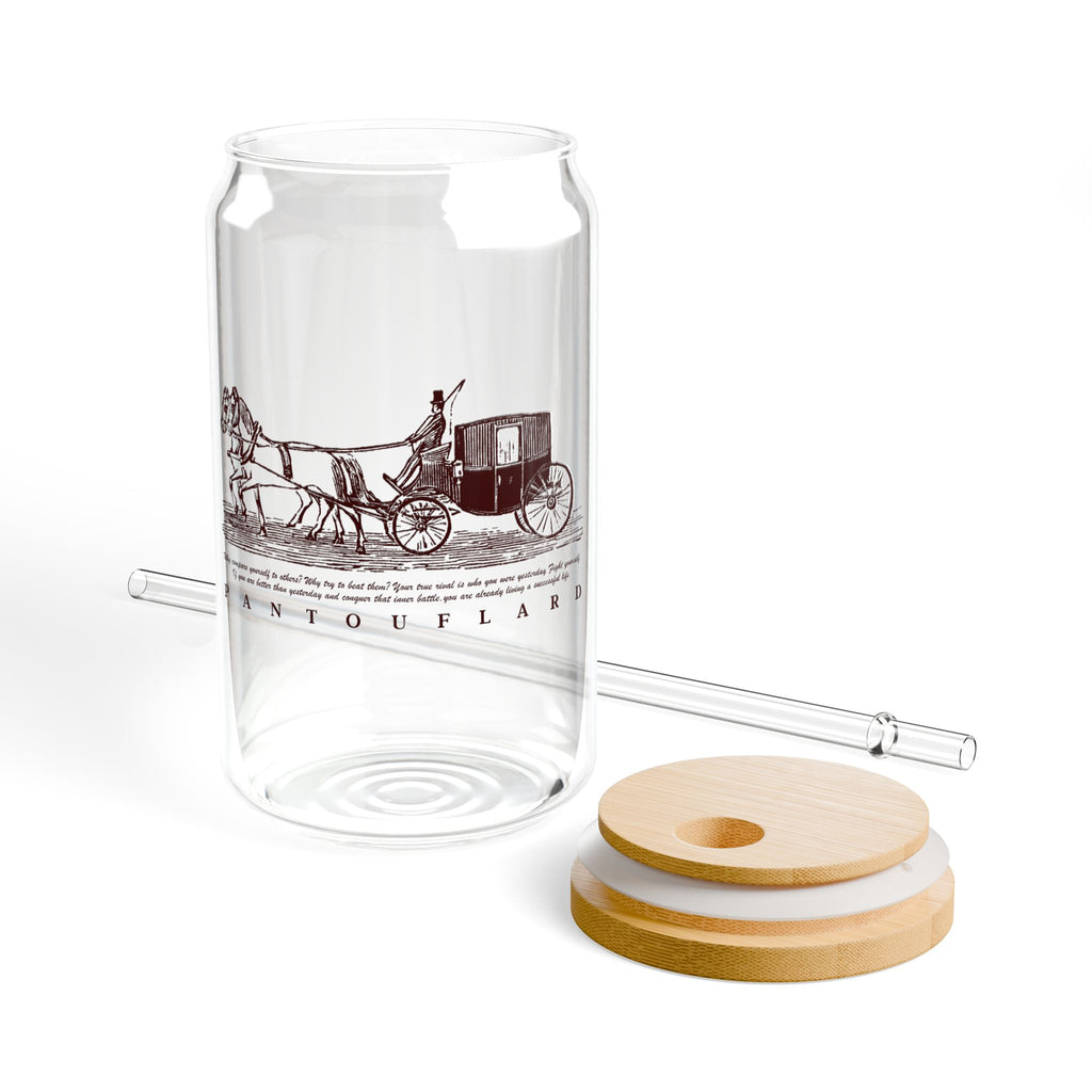 Clear Pantouflard Vintage Carriage Motivational Tempered Glass Sipper