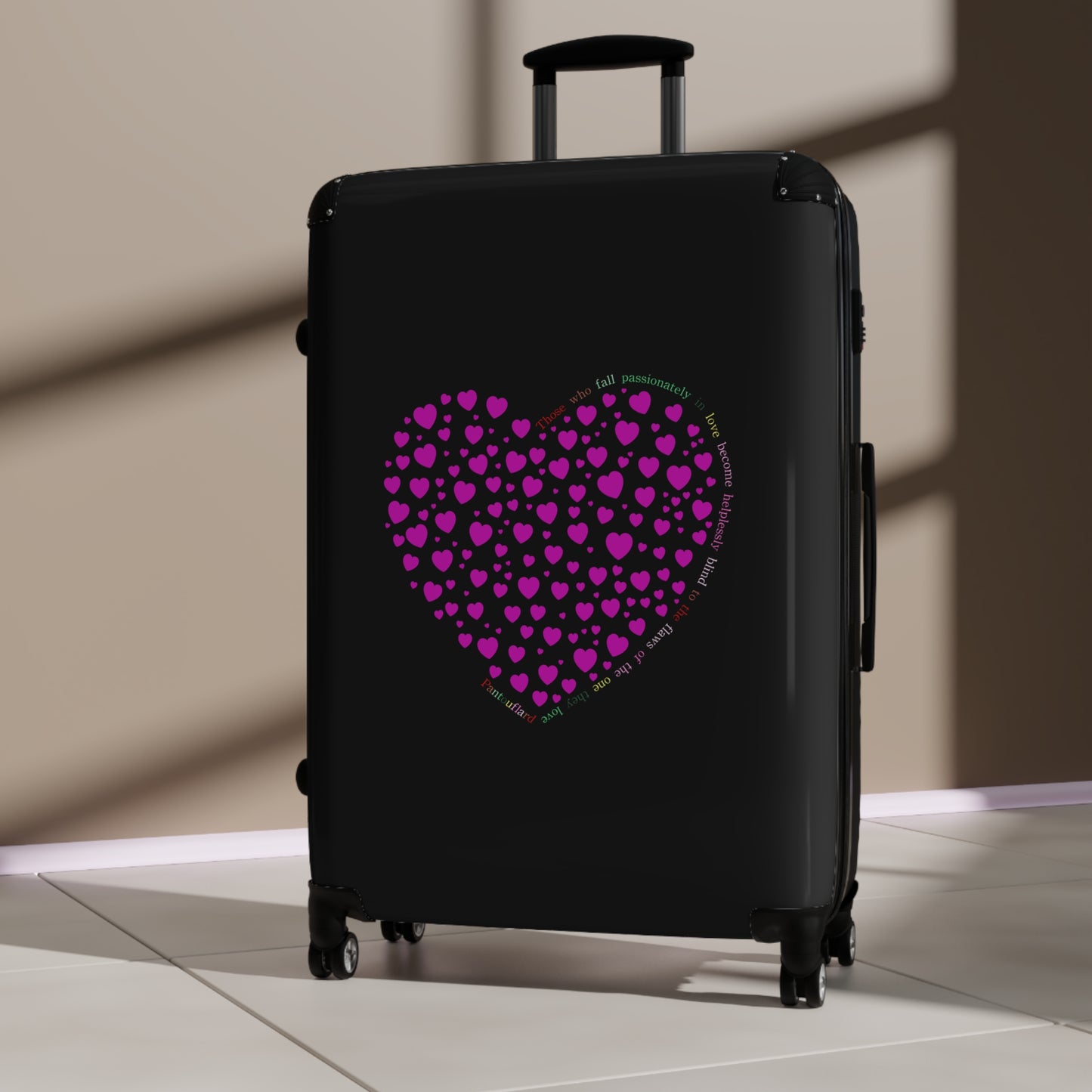 Pink Heart Design Suitcase, Travel Luggage