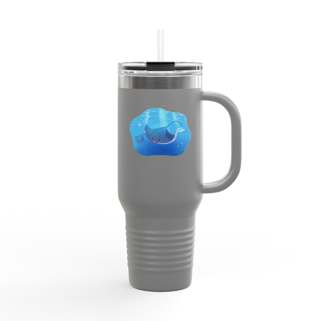Navy Blue Cute Swimming Stingray 40oz Stainless Steel Insulated Travel Mug