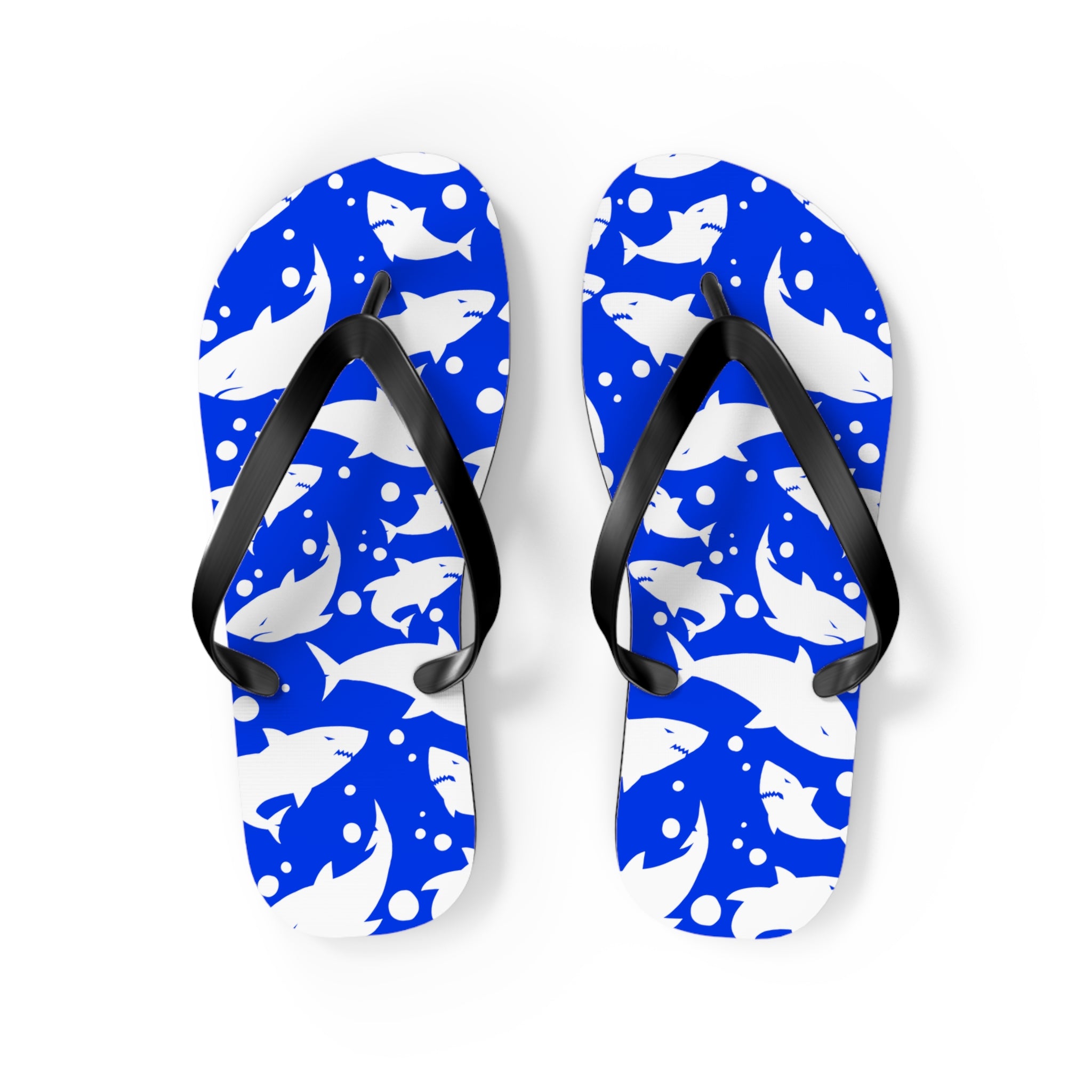 Unisex Royal Blue Shark Silhouette Pattern EVA Polyester Flip Flops