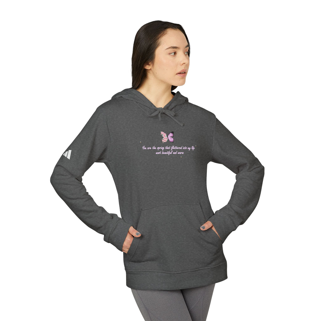 Unisex White Floral Butterfly Spring Quote BCI Cotton Adidas Hoodie