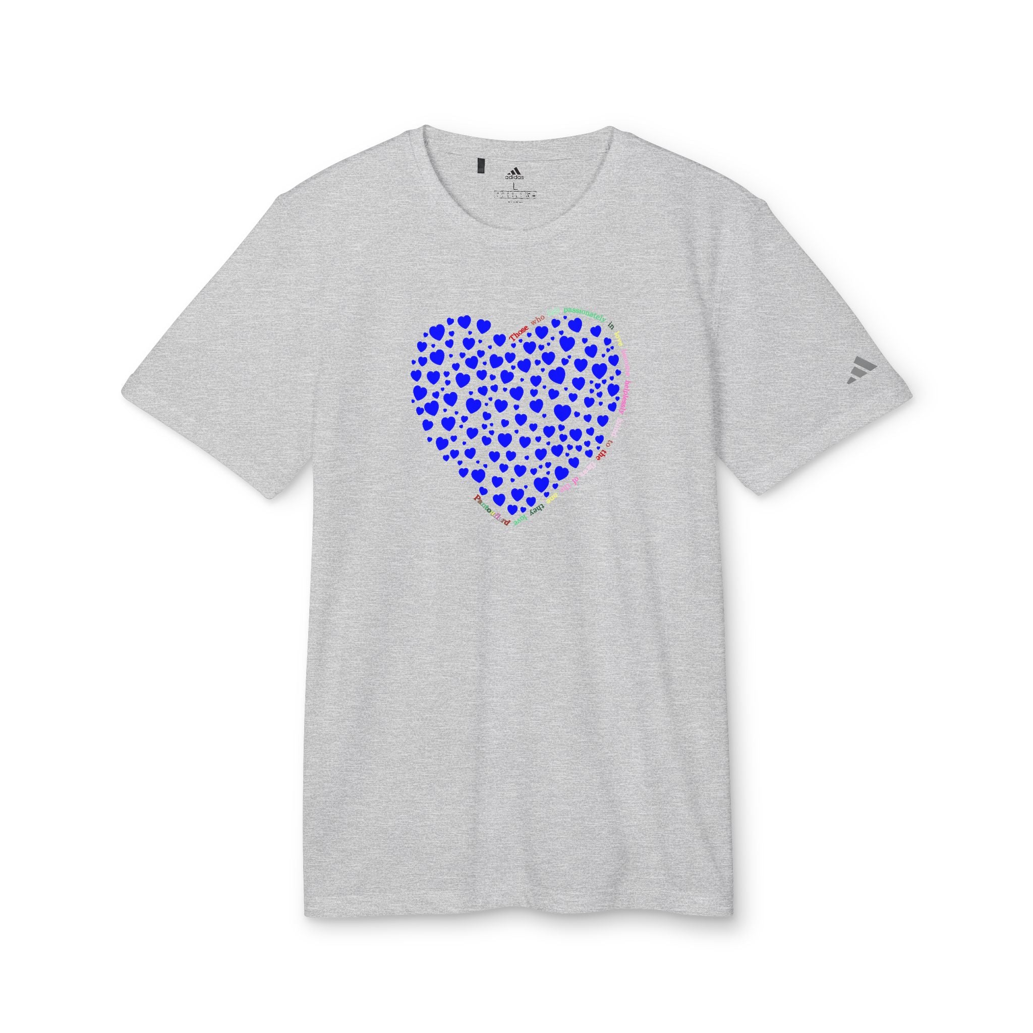 Camiseta Deportiva Unisex Adidas® con Diseño de Corazón Azul