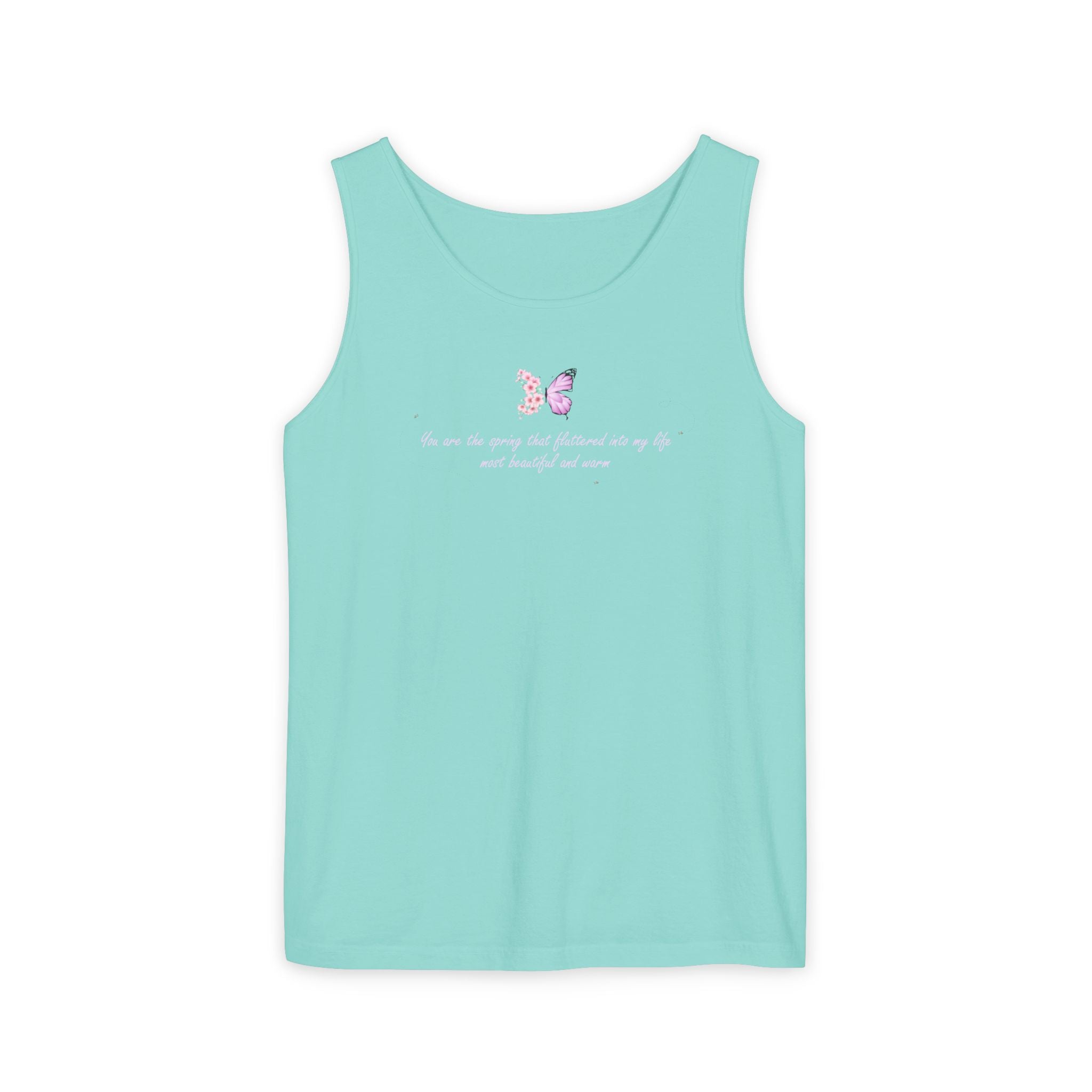 Unisex Navy Blue Floral Butterfly Spring Quote 100% Cotton Tank Top