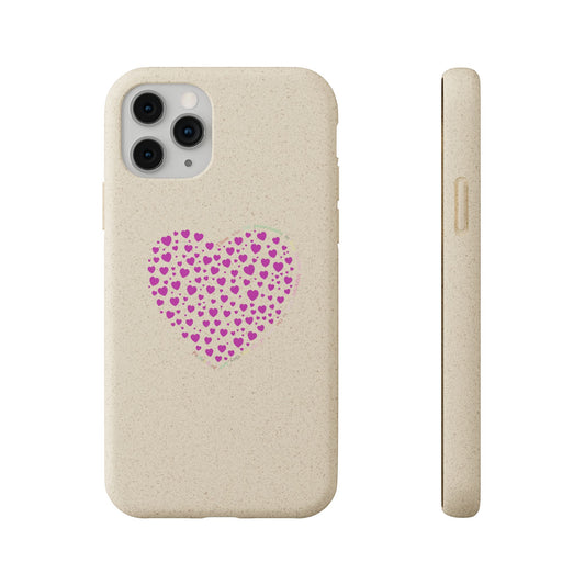 Biodegradable iPhone Case with Pink Heart Design