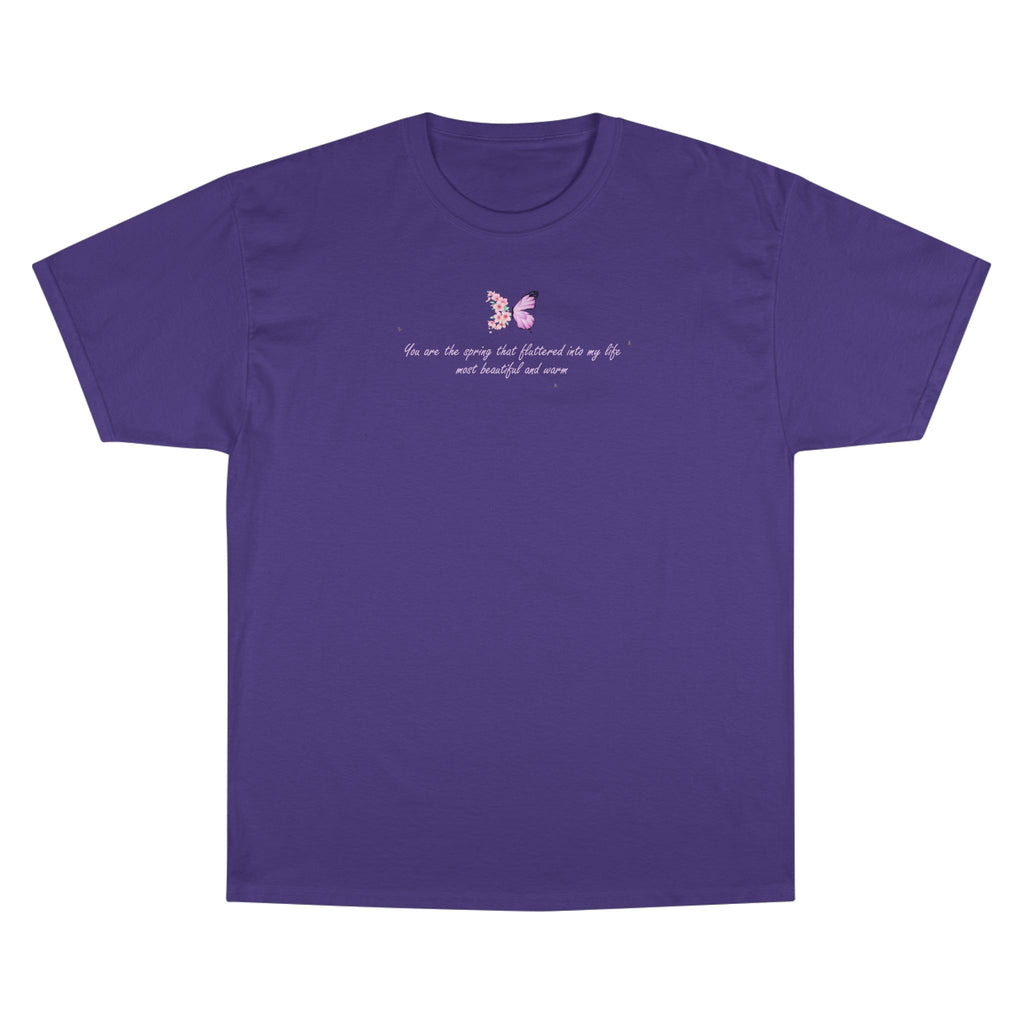 Unisex White Floral Butterfly Spring Quote 100% Cotton Champion T-Shirt