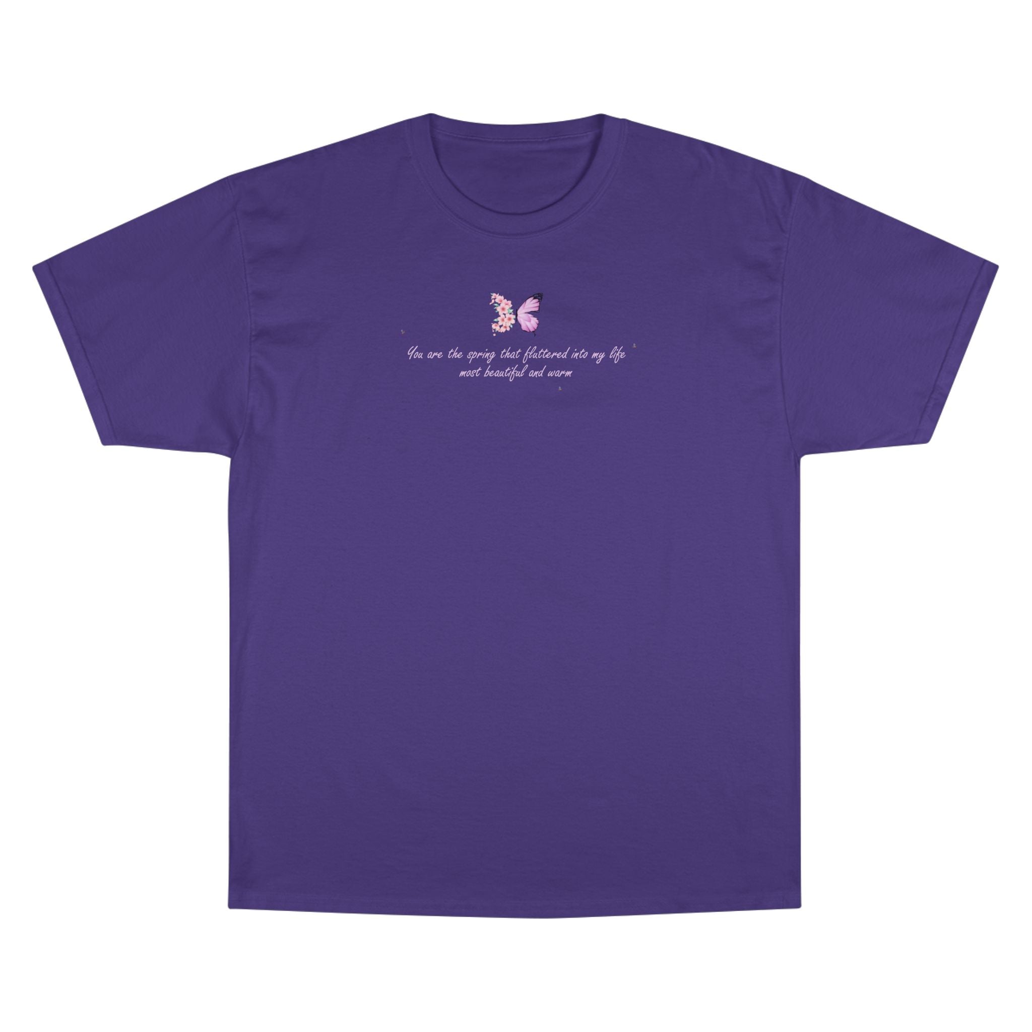 Unisex White Floral Butterfly Spring Quote 100% Cotton Champion T-Shirt