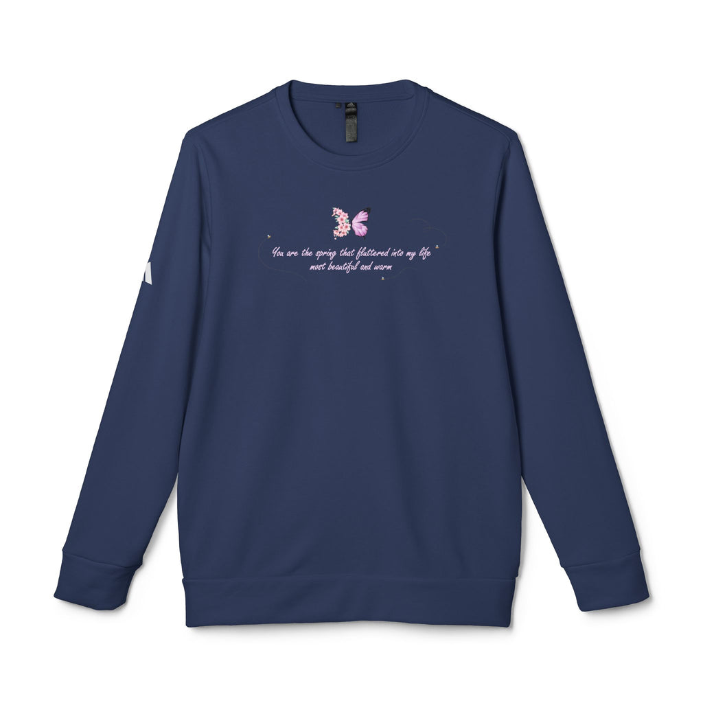 Unisex Navy Blue Floral Butterfly Spring Quote BCI Cotton Adidas Sweatshirt
