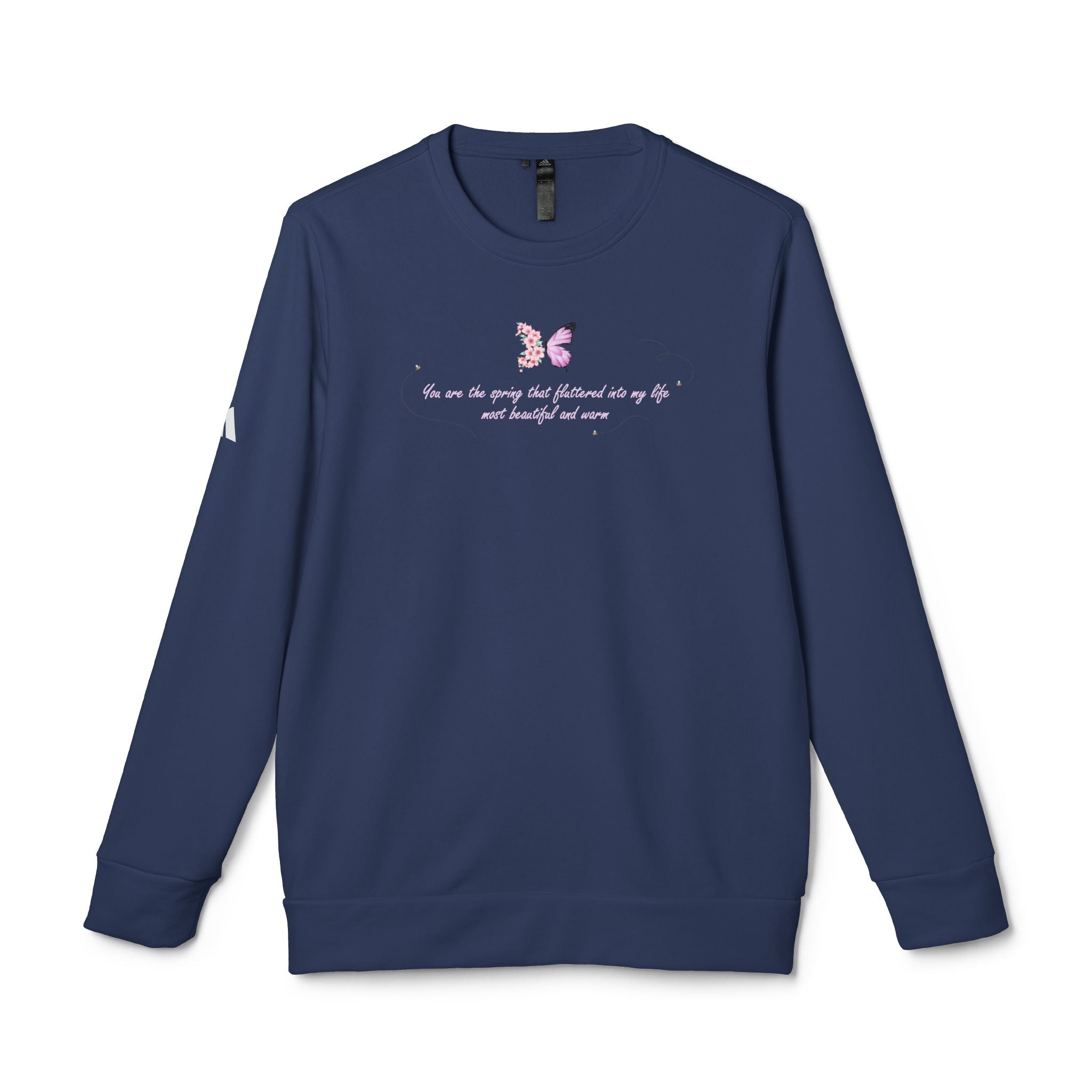 Unisex Navy Blue Floral Butterfly Spring Quote BCI Cotton Adidas Sweatshirt