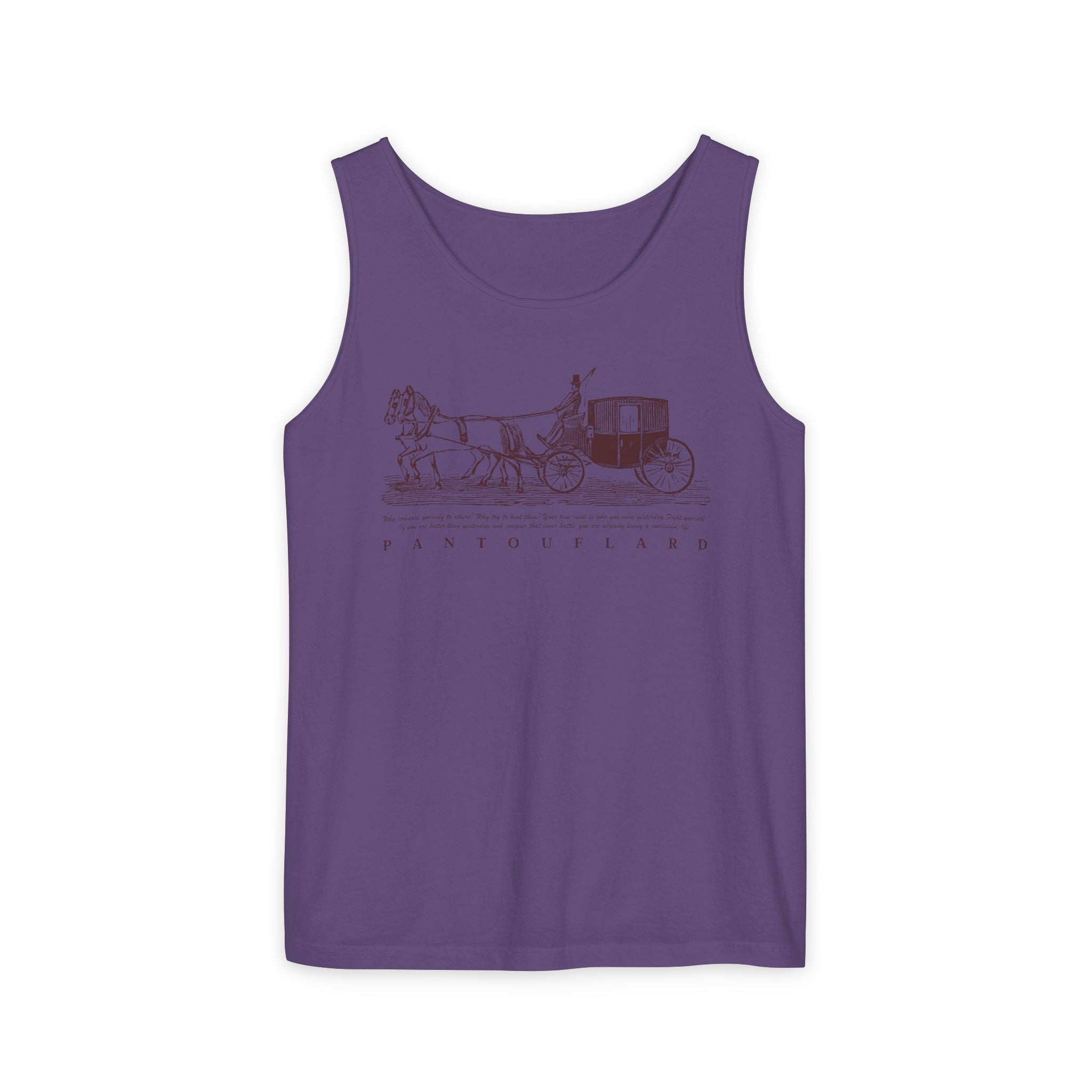 Unisex Brick Red Pantouflard Carriage Cotton Garment-Dyed Tank Top