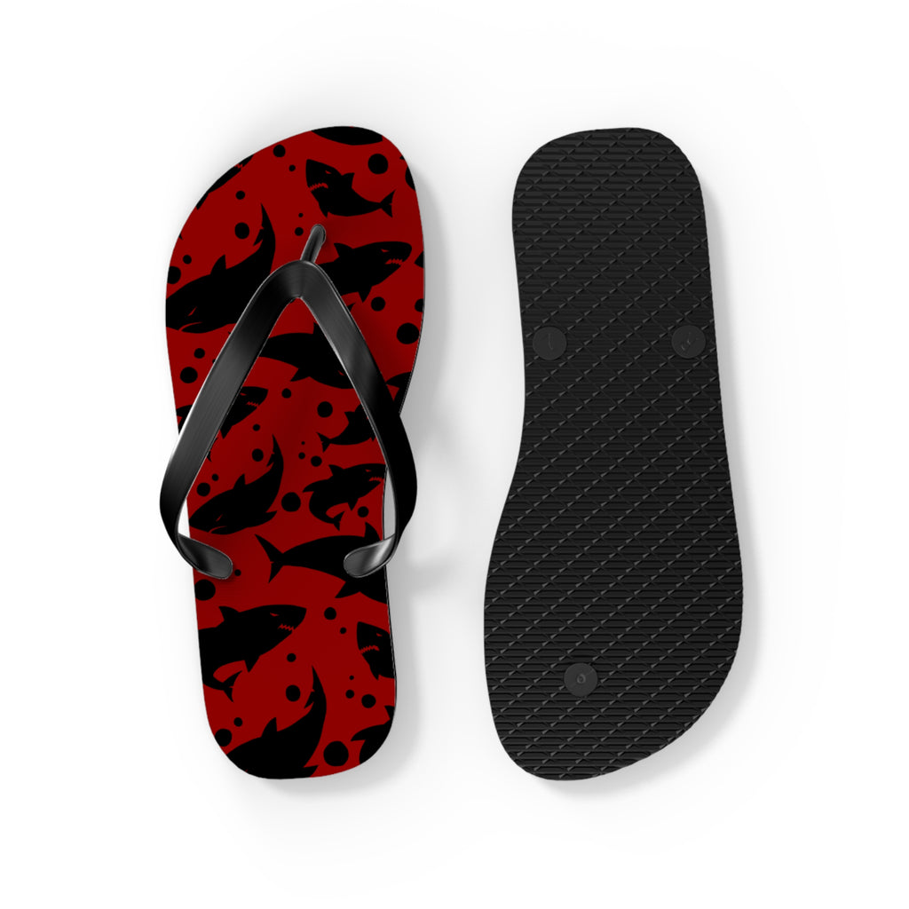 Unisex Red Black Shark Silhouette Pattern EVA Polyester Flip Flops
