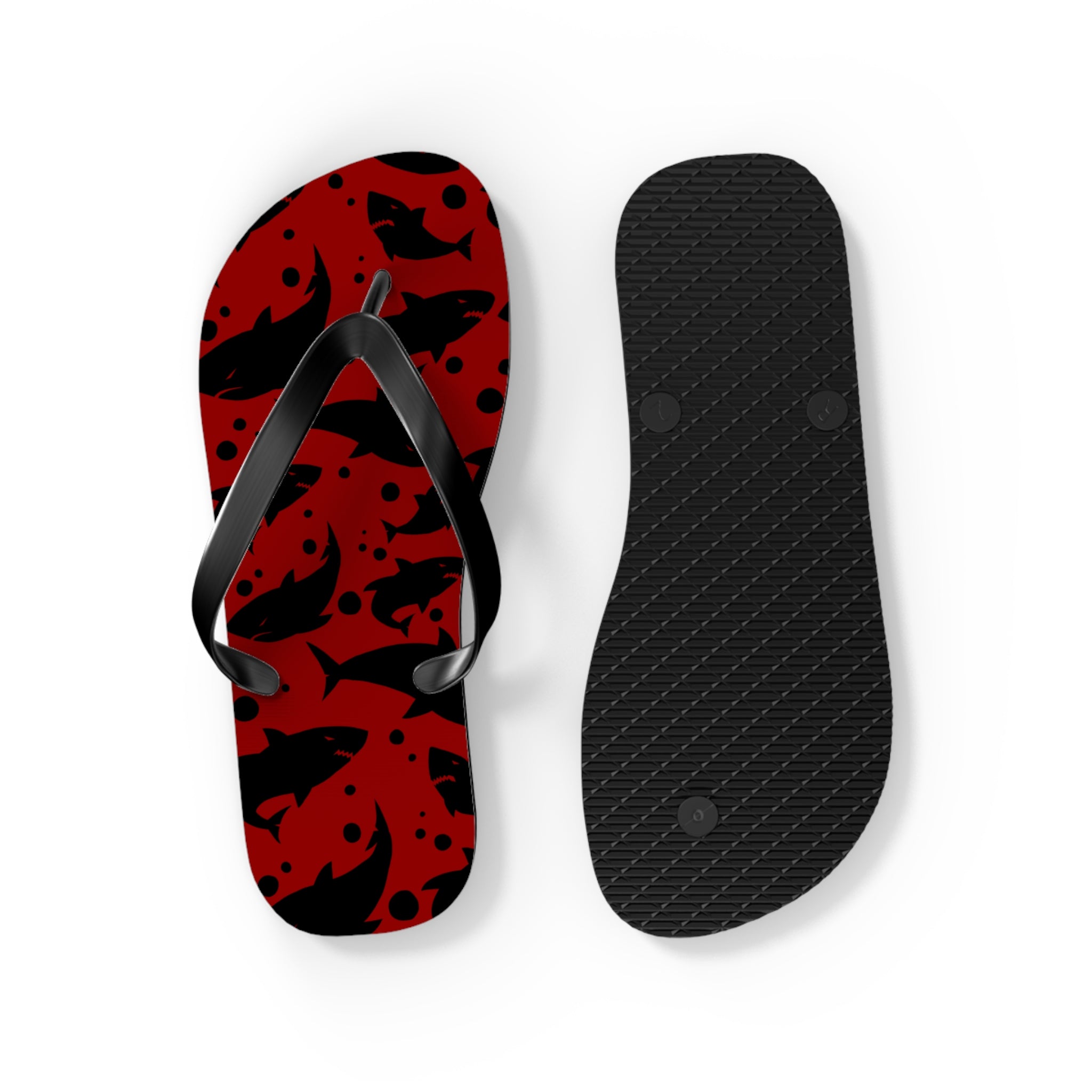 Unisex Red Black Shark Silhouette Pattern EVA Polyester Flip Flops