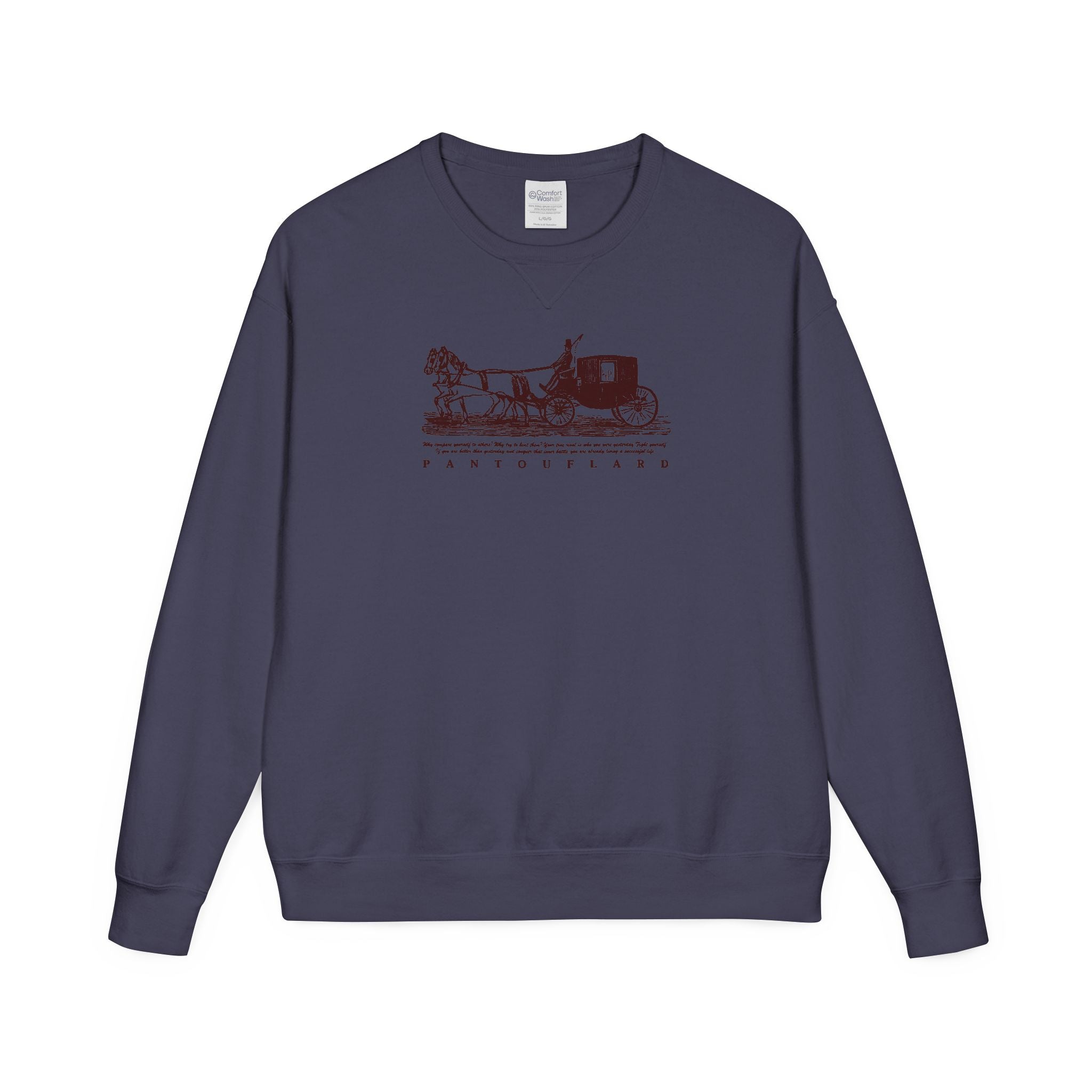 Old Money Equestrian Heritage Crewneck - The Nostalgic Journey I (Dark Academia Garment-Dyed Sweatshirt)