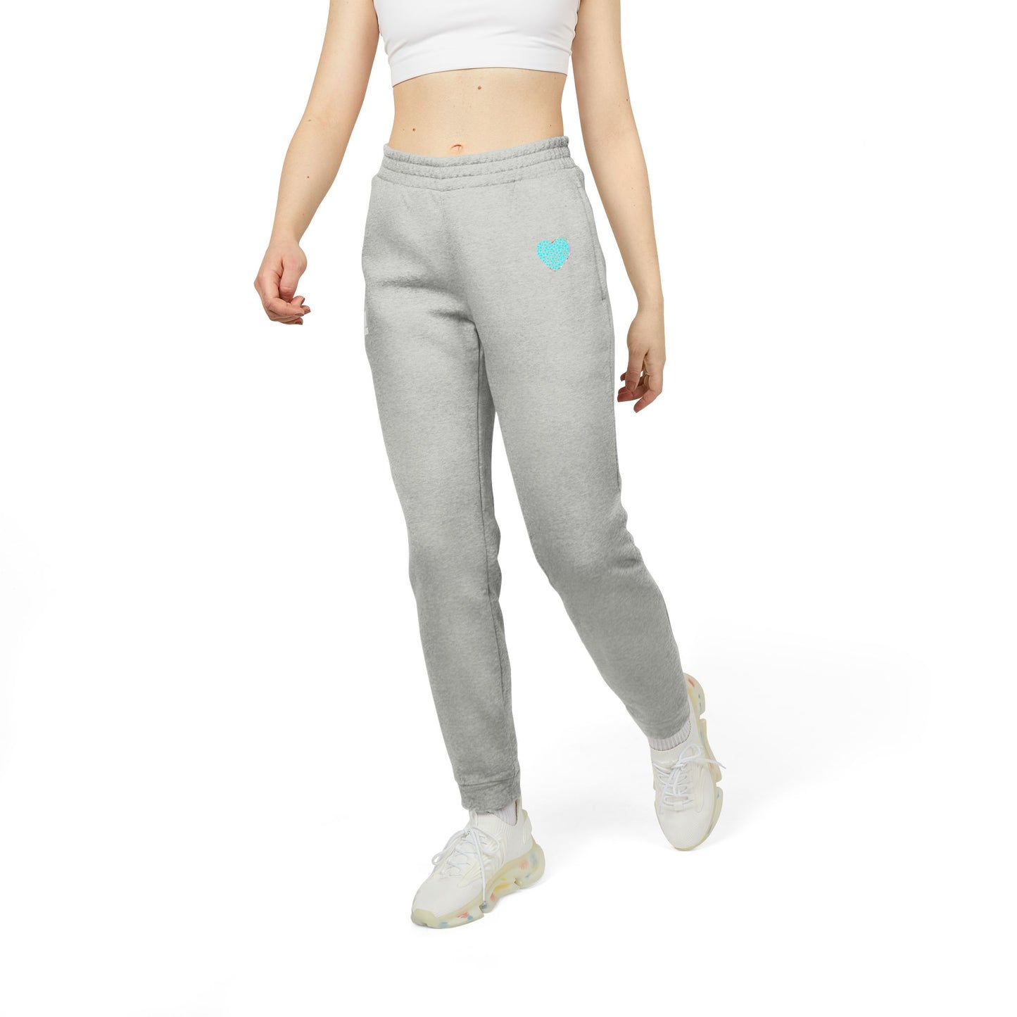 Adidas Unisex Fleece Joggers with Mint Heart Design