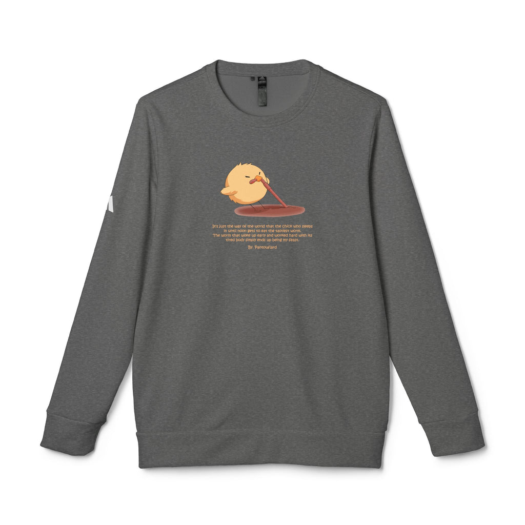 Adidas Crewneck Sweatshirt with Funny Graphic - "Early Bird Parody" Cute Chick Design - 8color Cotton Fleece Pullover - Unisex Streetwear