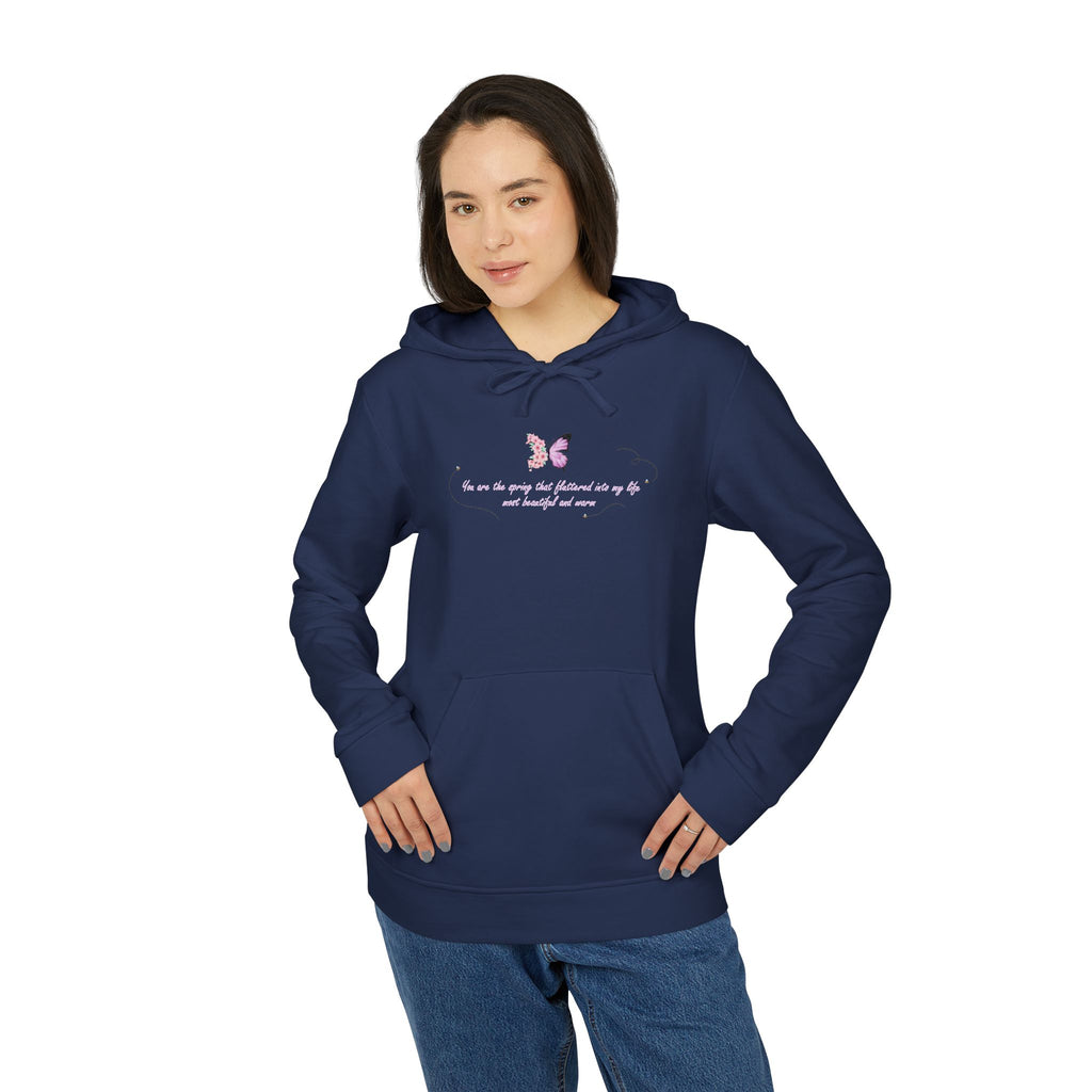 Unisex White Floral Butterfly Spring Quote BCI Cotton Adidas Hoodie