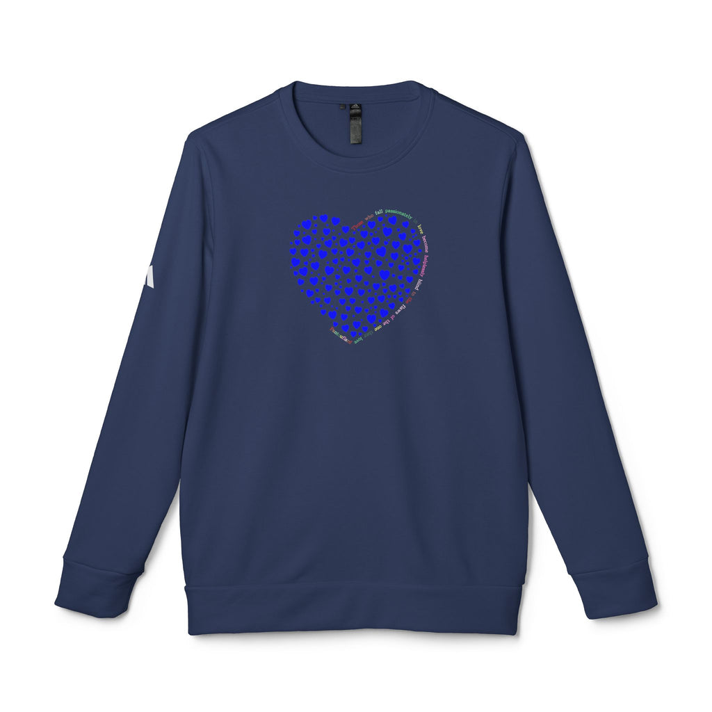 Adidas® Unisex-Sweatshirt mit Rundhalsausschnitt und blauem Herzmotiv